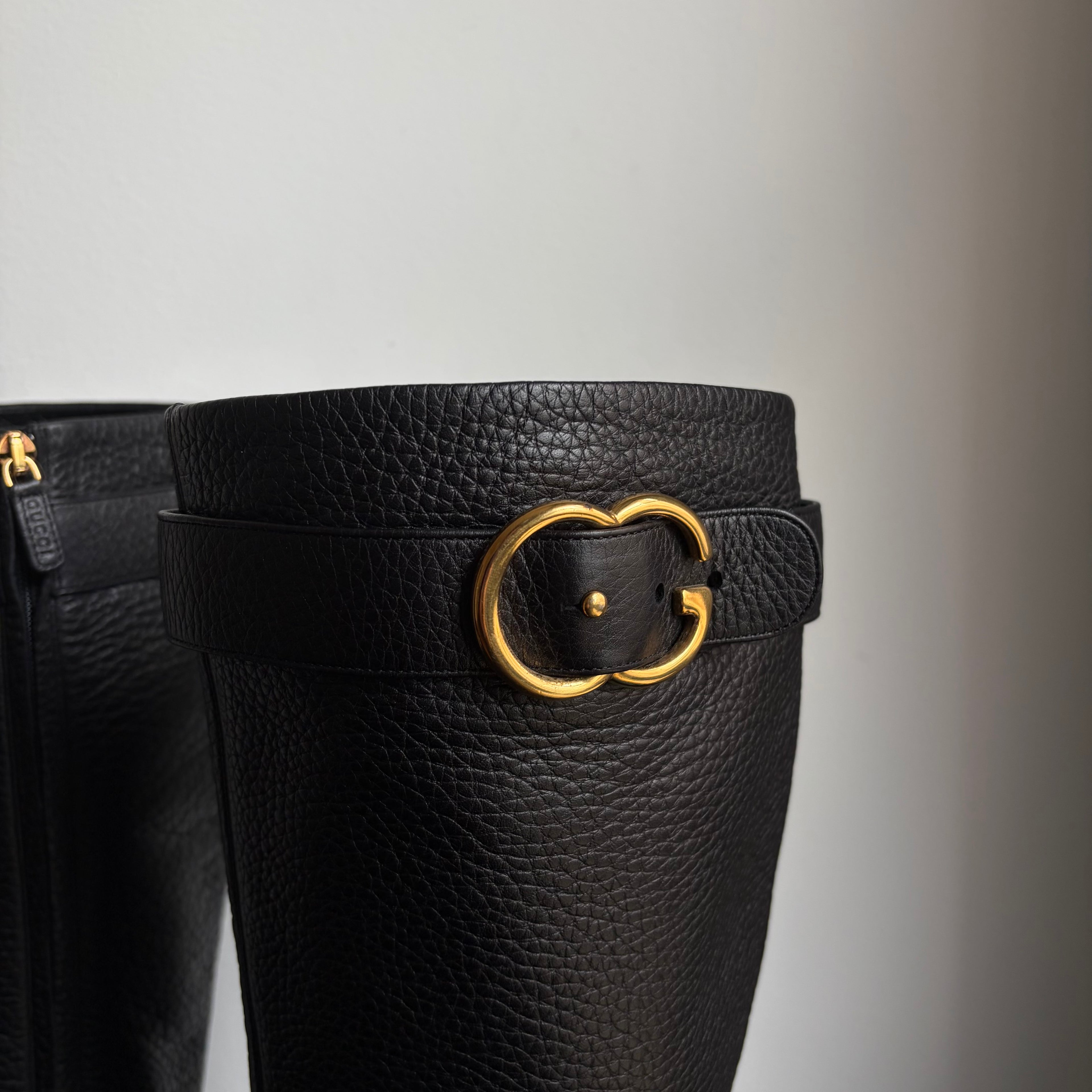 Gucci Double G Logo Leather Boots