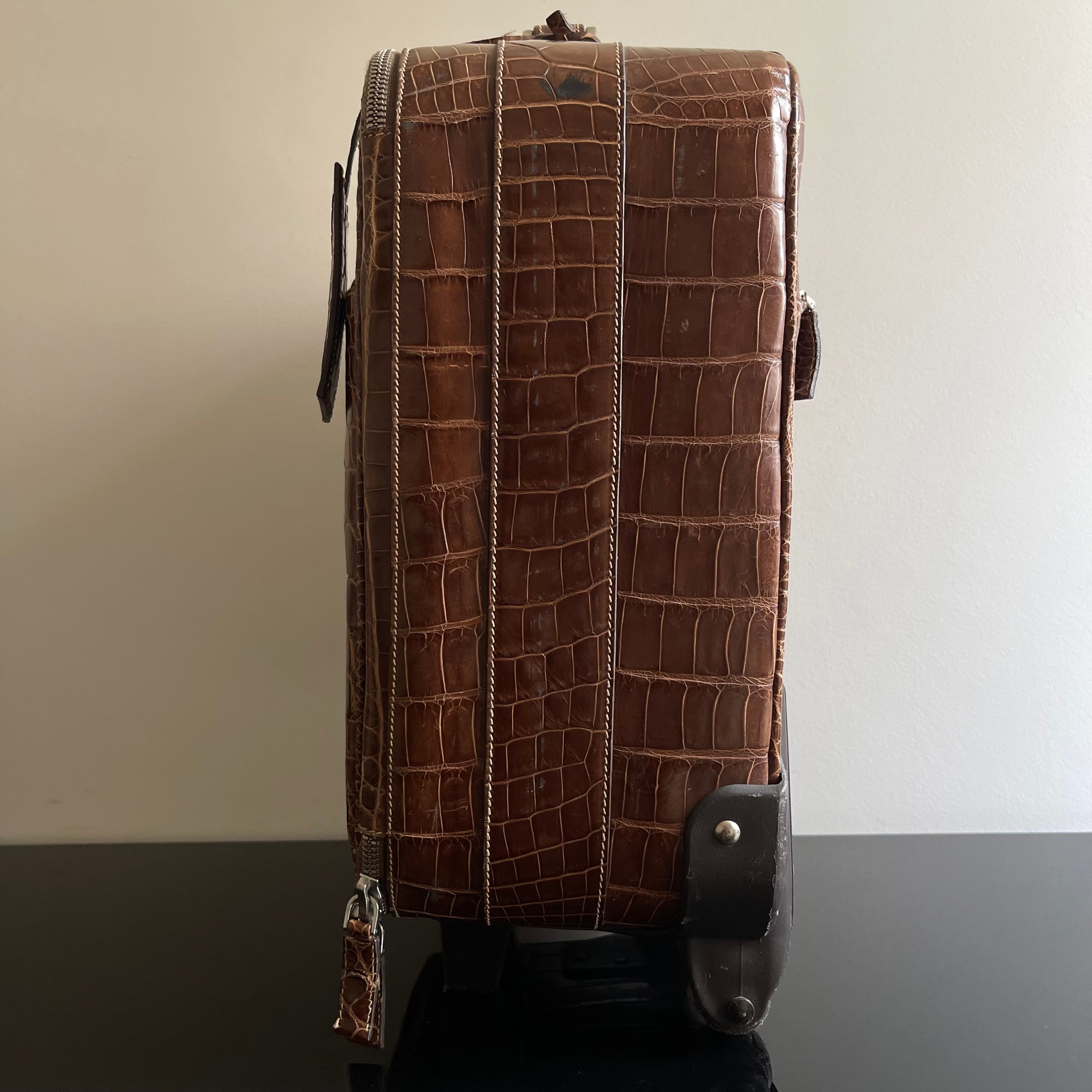 Prada Crocodile Leather Trolley Travel Bag