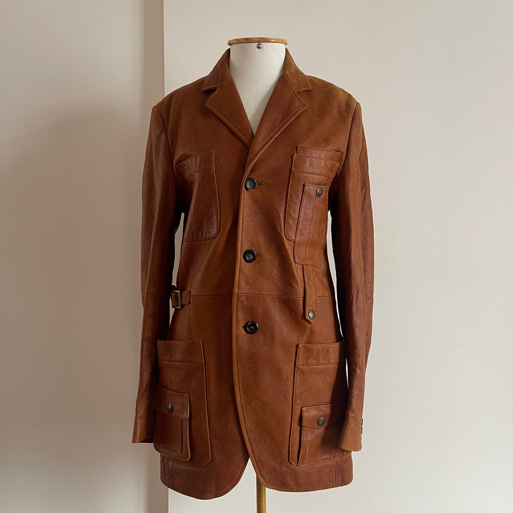 Dolce & Gabbana Double Breasted Calf Leather Coat