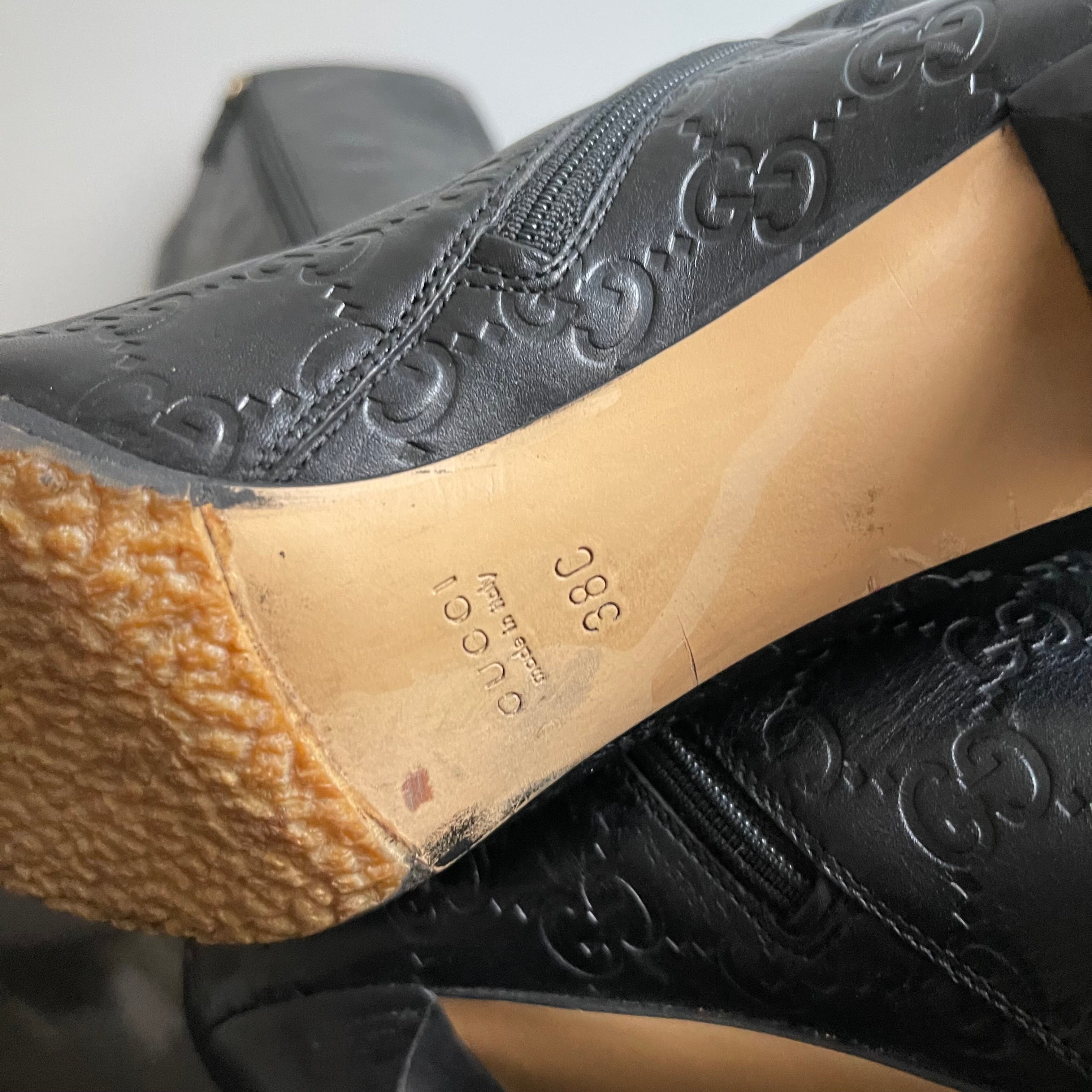 Gucci by Tom Ford Black Guccissima Monogram Leather Boots