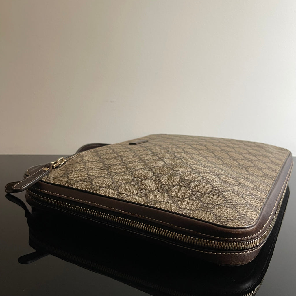 Gucci Brown/Beige GG Supreme Canvas Portfolio Case