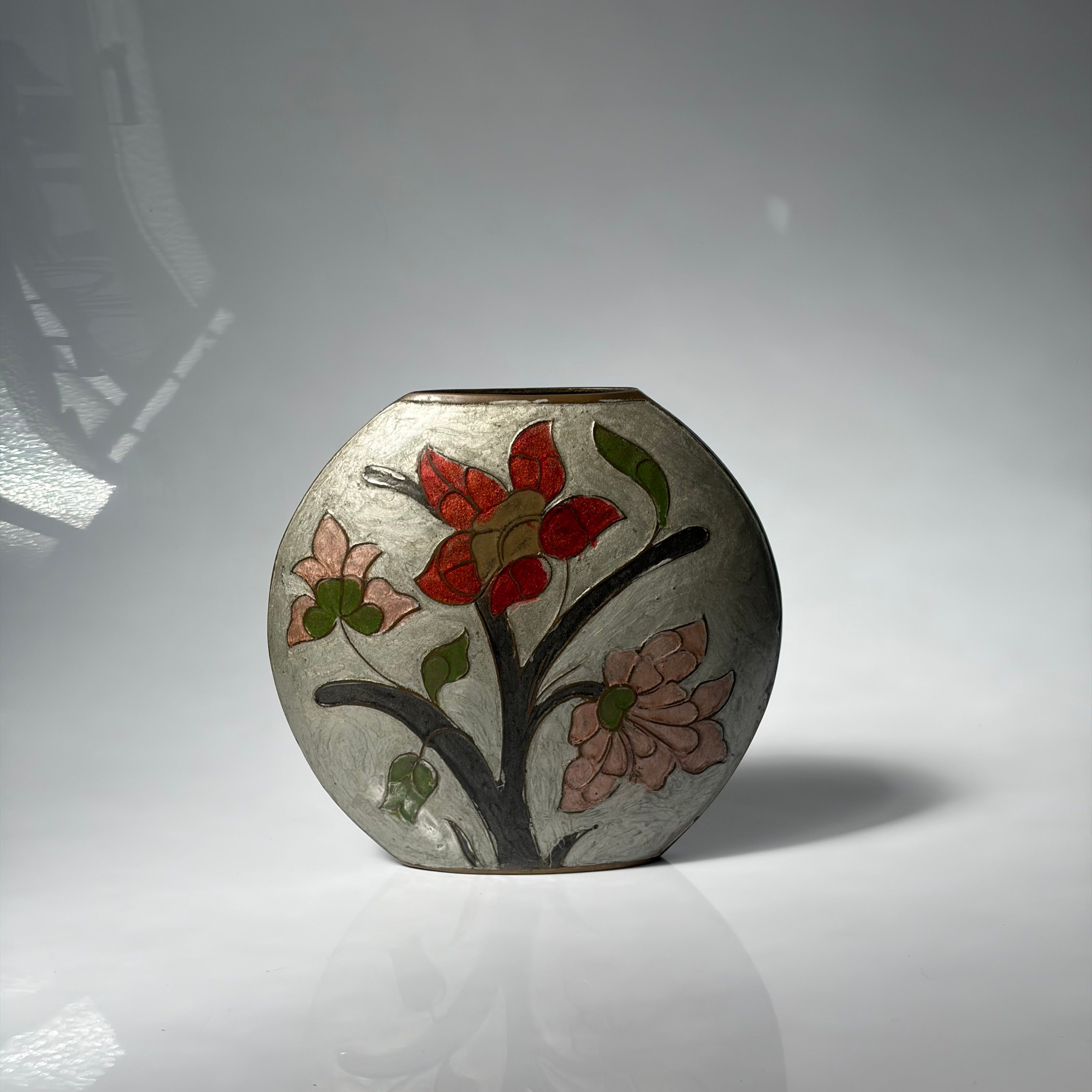 Vintage Floral Bronze Vase