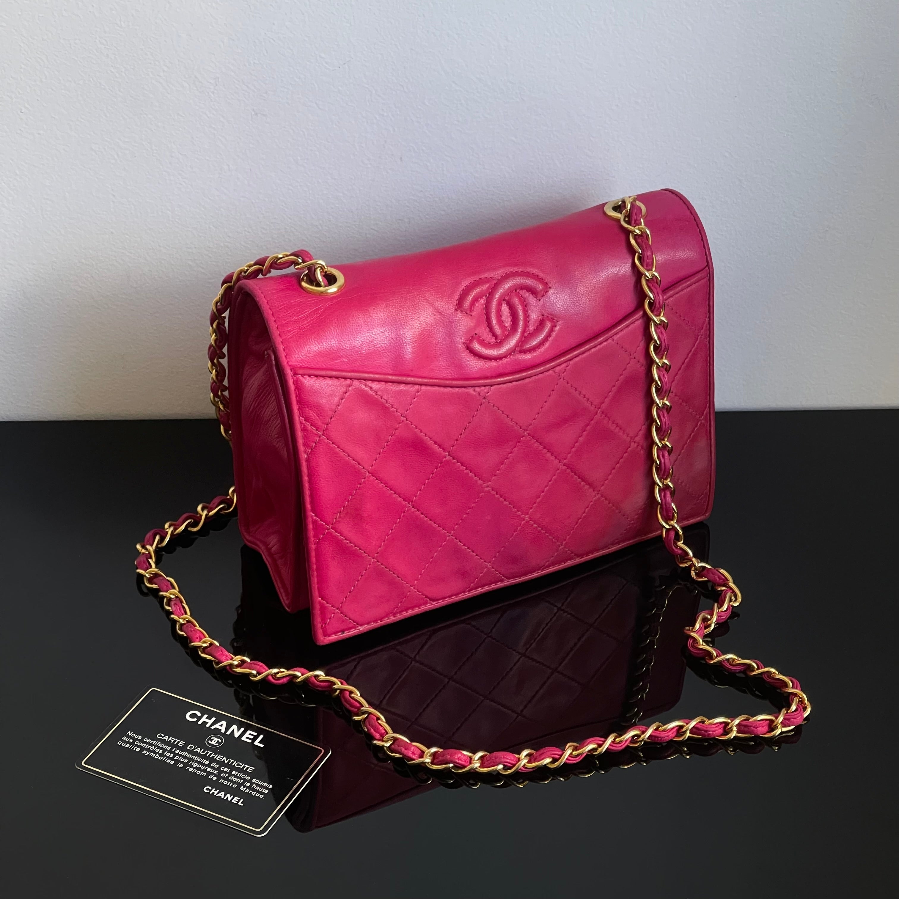 Chanel Pink Lambskin 1986-88 Vintage Flapbag
