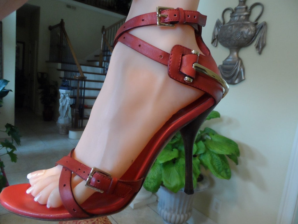 Gucci Tom Ford Vintage Horsebit Red Leather Strappy Heels