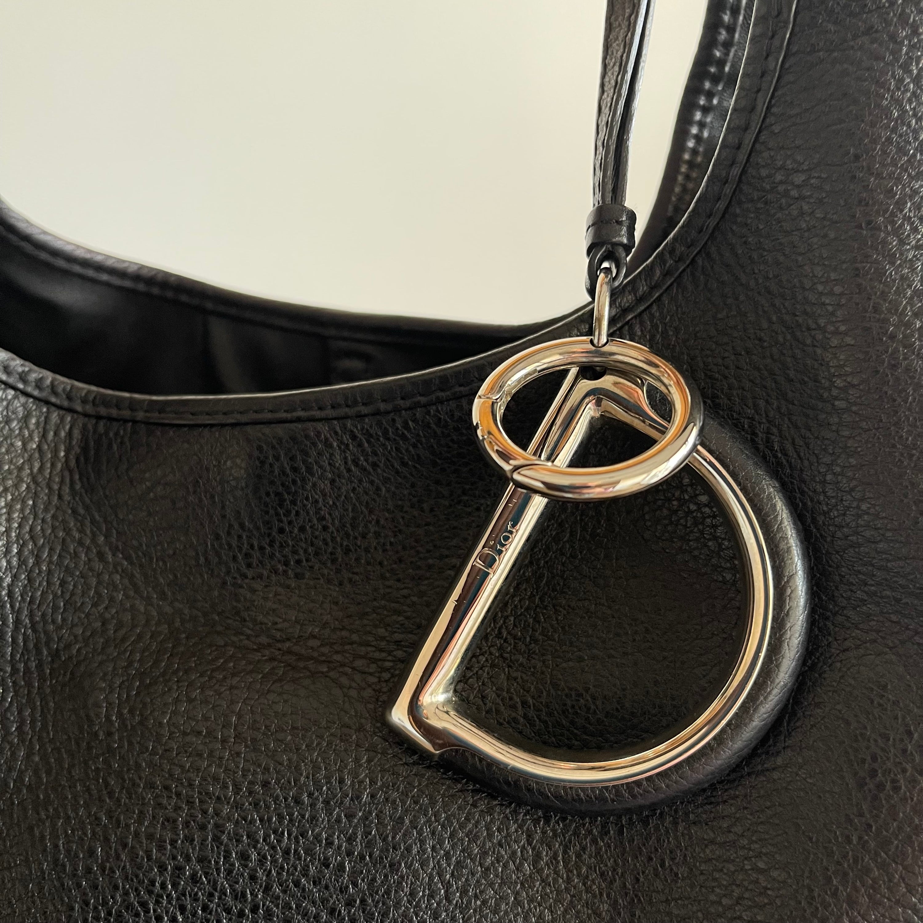 Christian Dior D Leather Shoulder Bag
