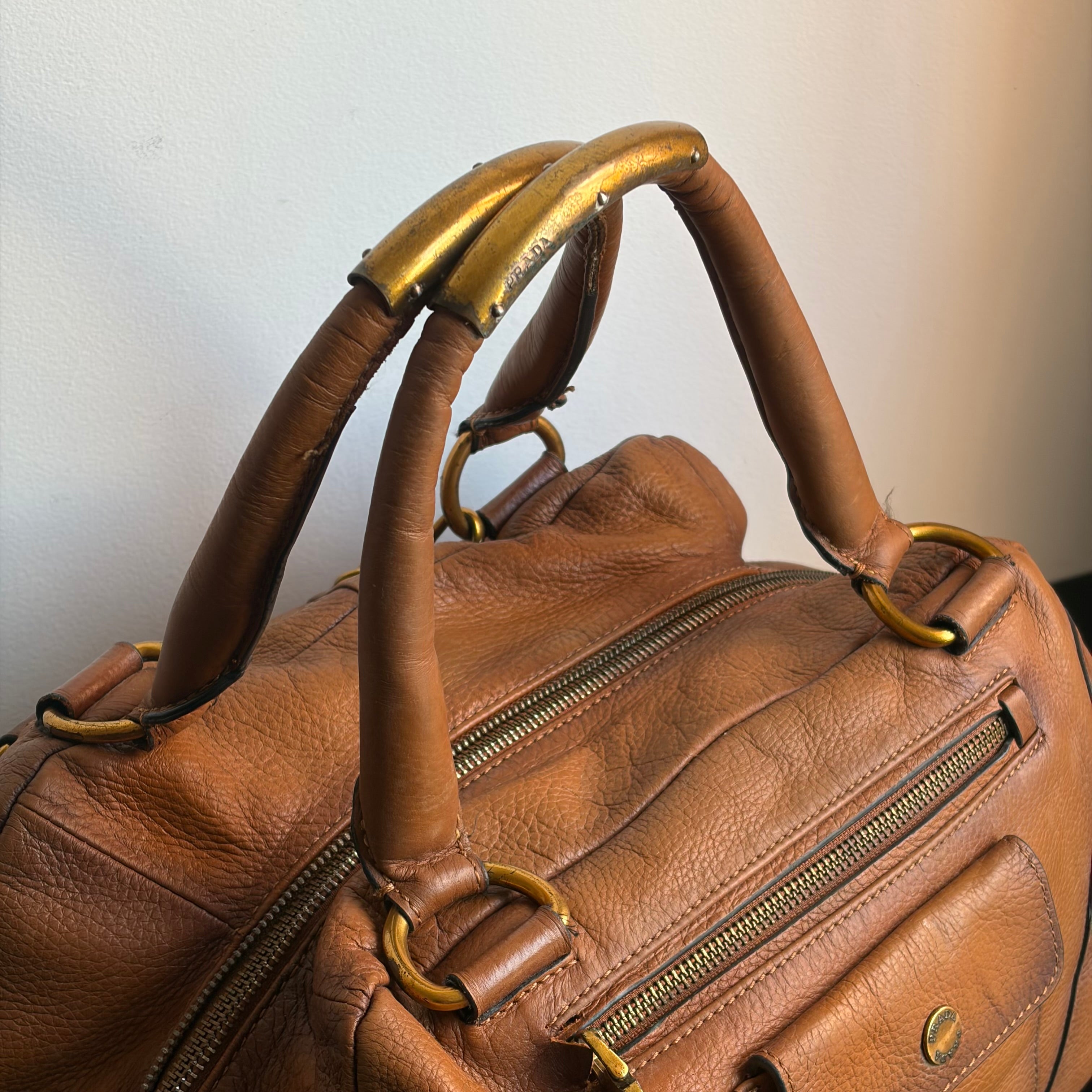 Prada Boston Chain Vitello Leather Bag