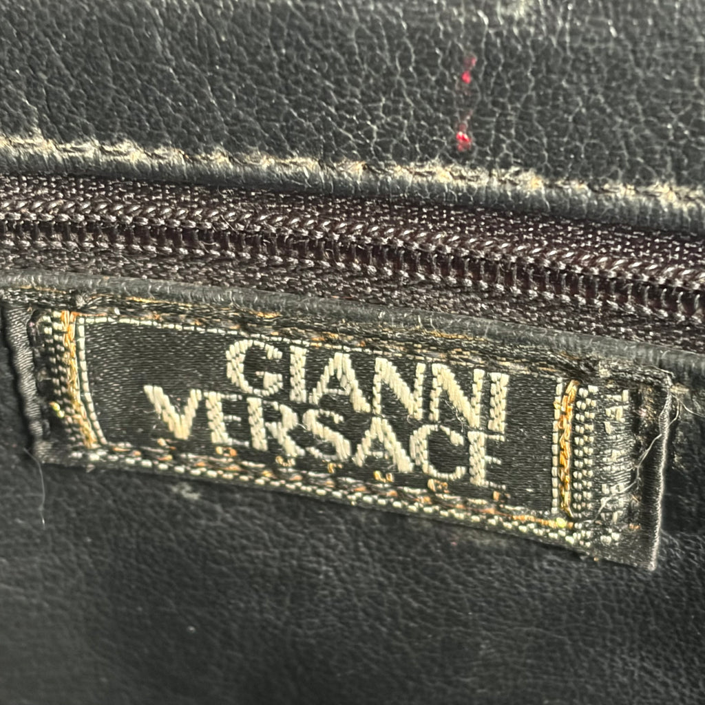 Gianni Versace 90s Crocodile-Embossed Top Handle Bag