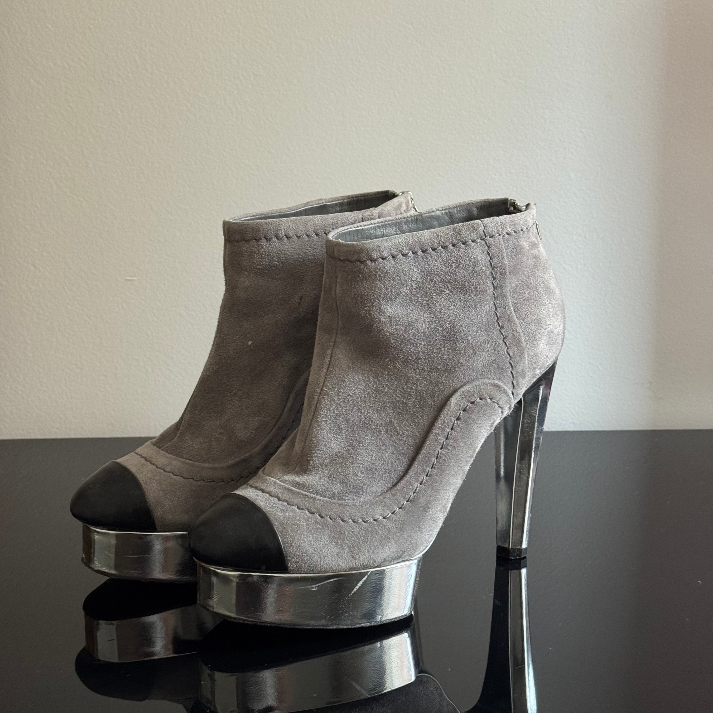 Chanel Suede Ankle Boots