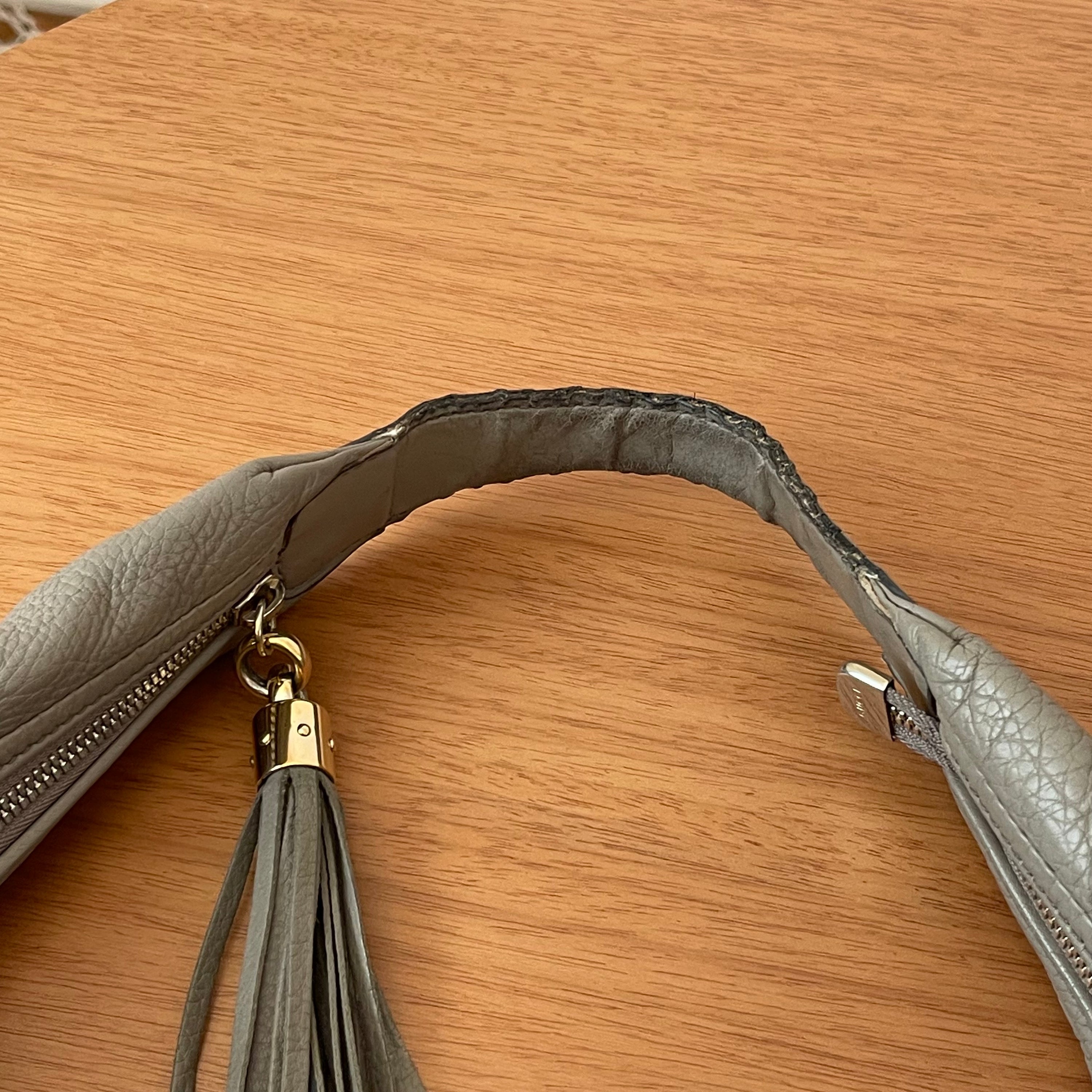 Gucci Soho Hobo Grey Leather Shoulder Bag