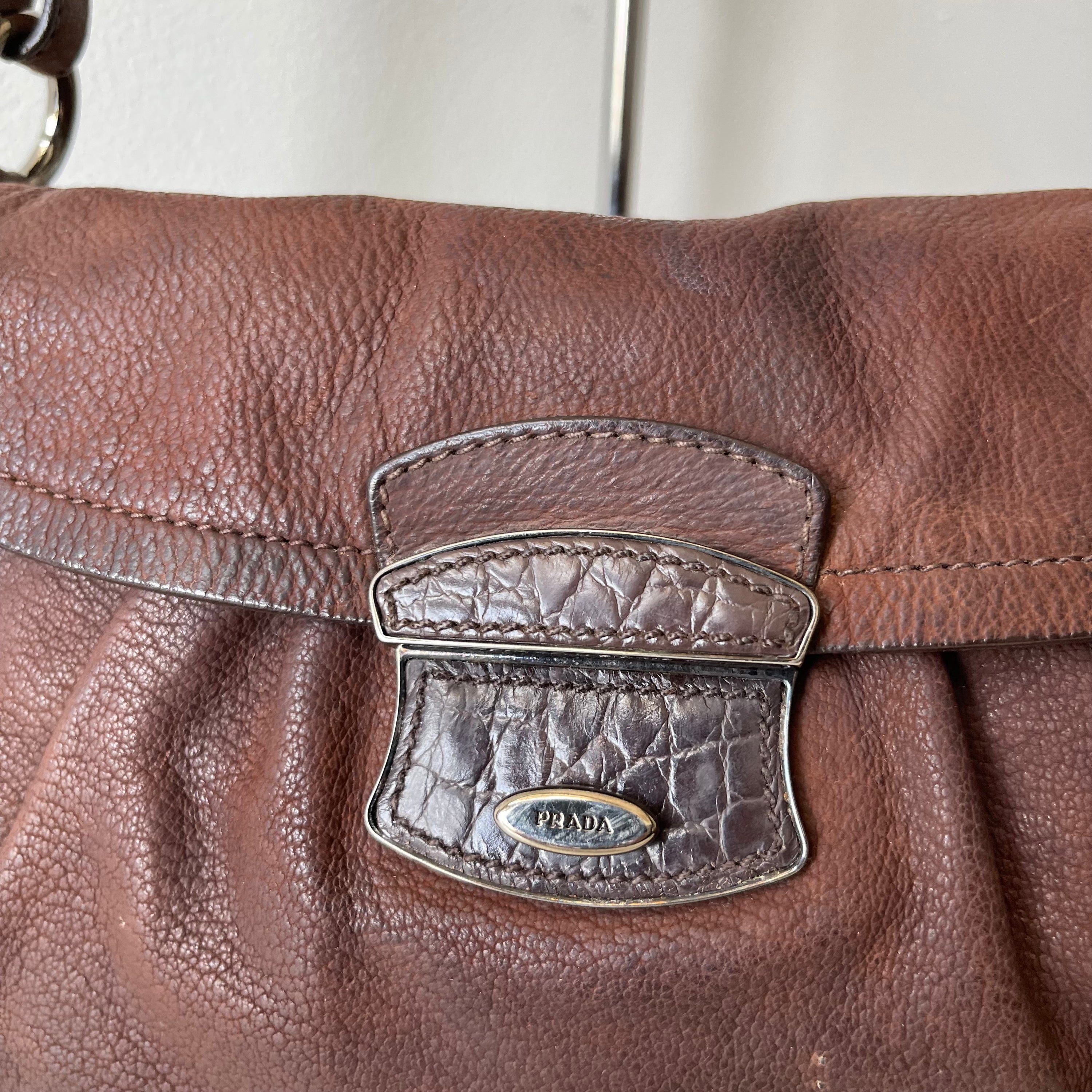 Prada Brown Leather Shoulder Bag