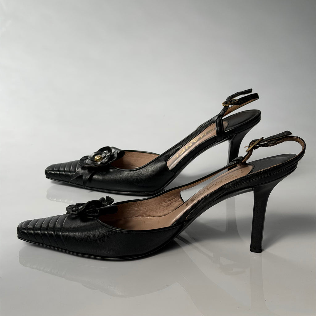Chanel Slingback Camellia Heels