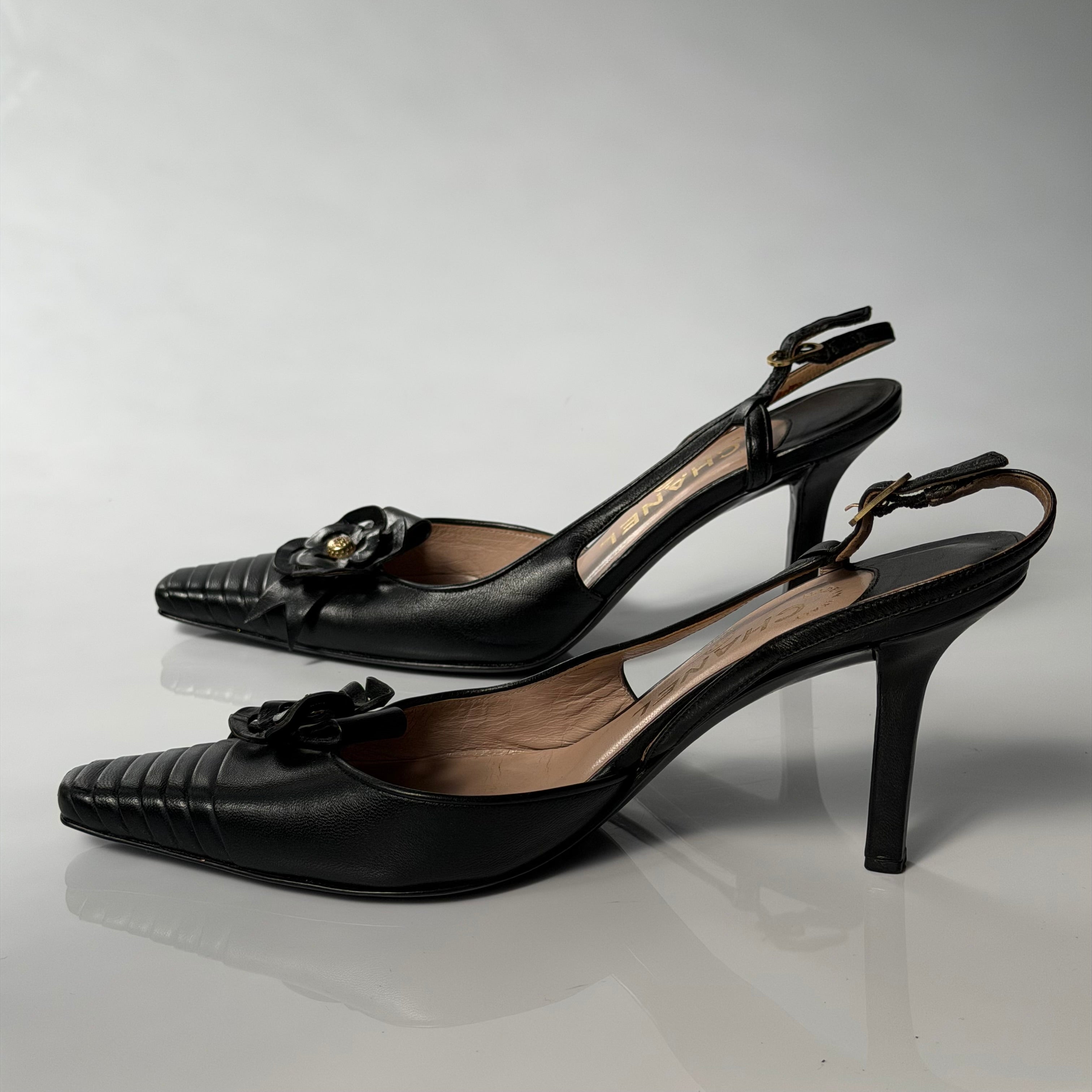 Chanel Slingback Camellia Heels