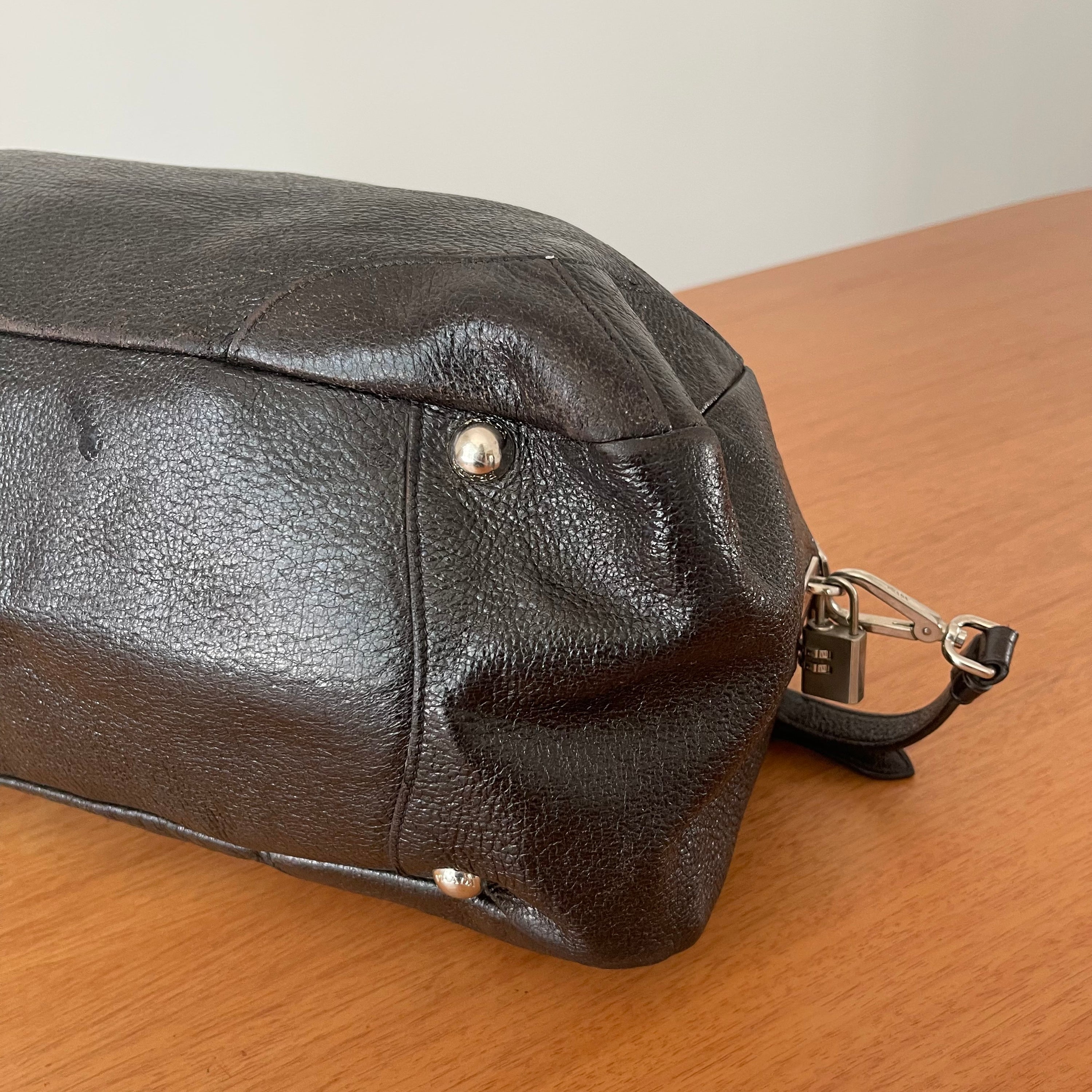 Prada Shimmering Leather Top Handle Bag