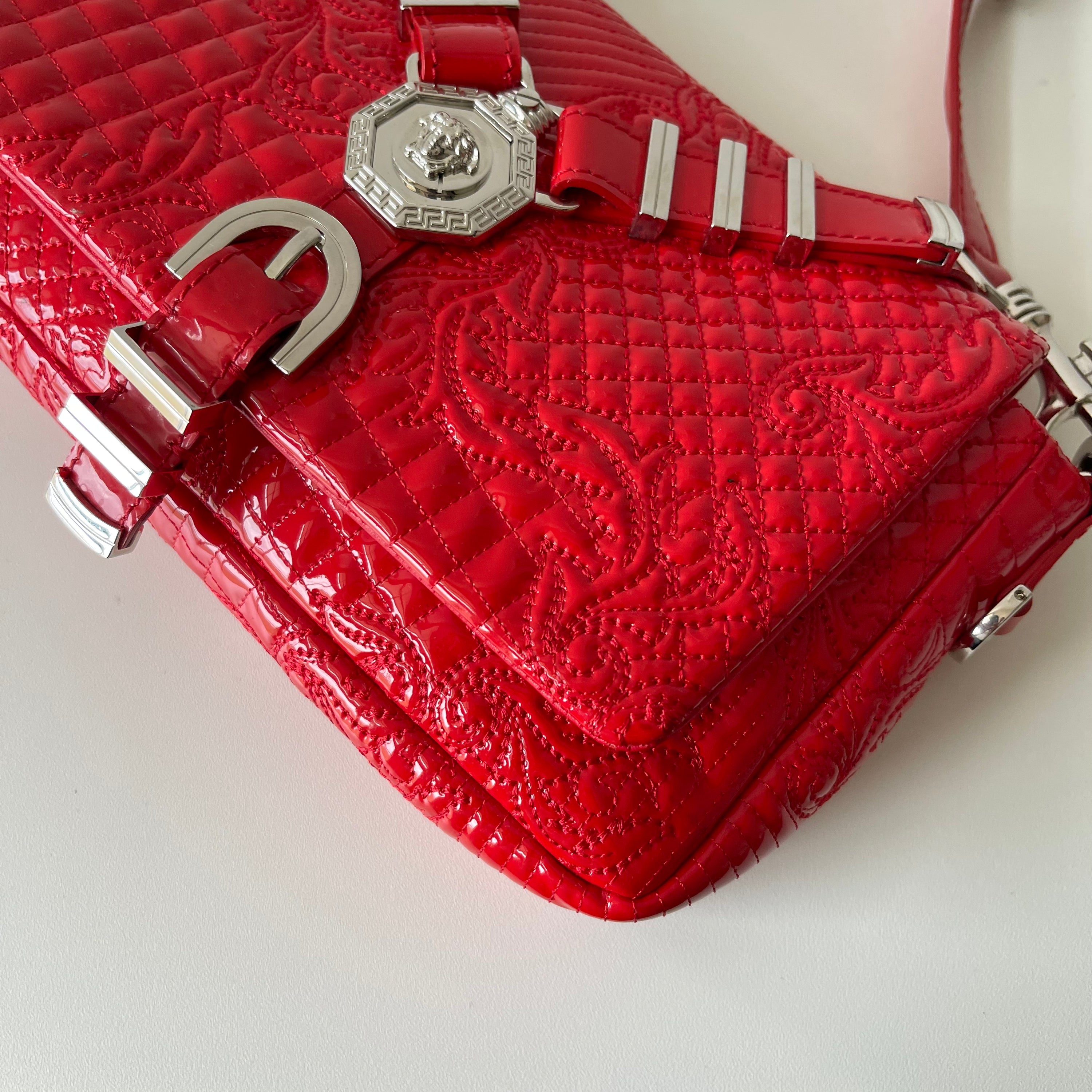 Versace Harness Red Patent Leather Bag