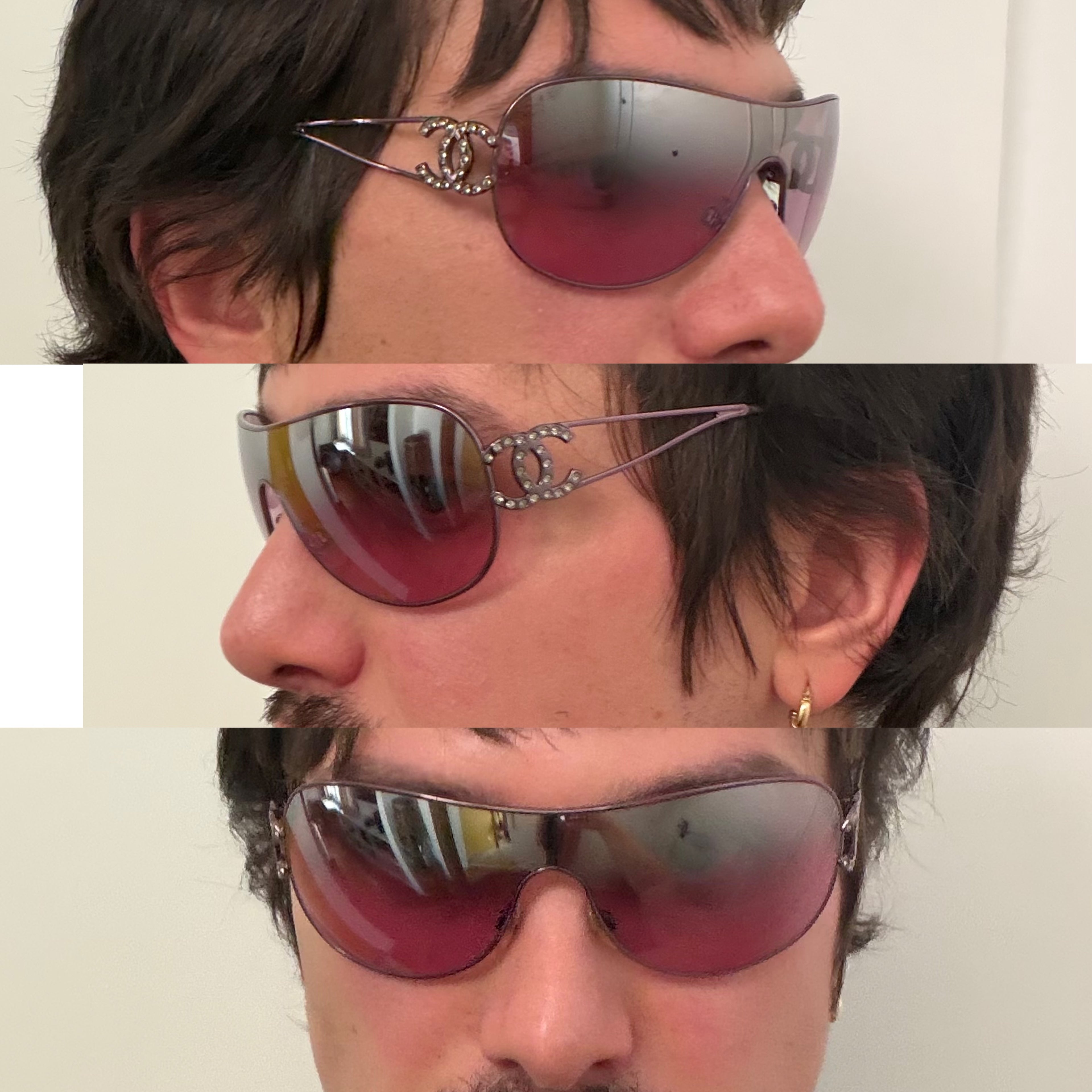 Chanel 2000s Pink Crystal Sunglasses