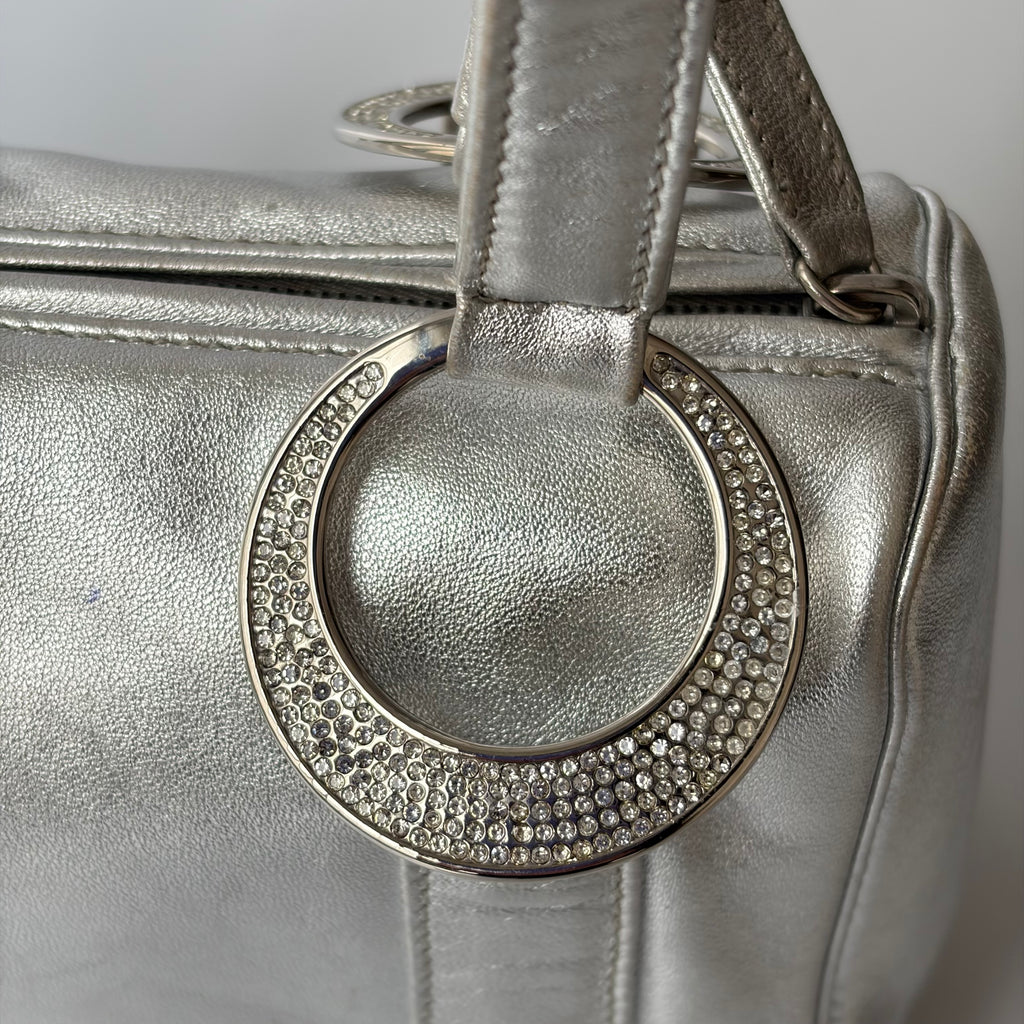 Gianni Versace Silver Leather Mini Barrel Bag