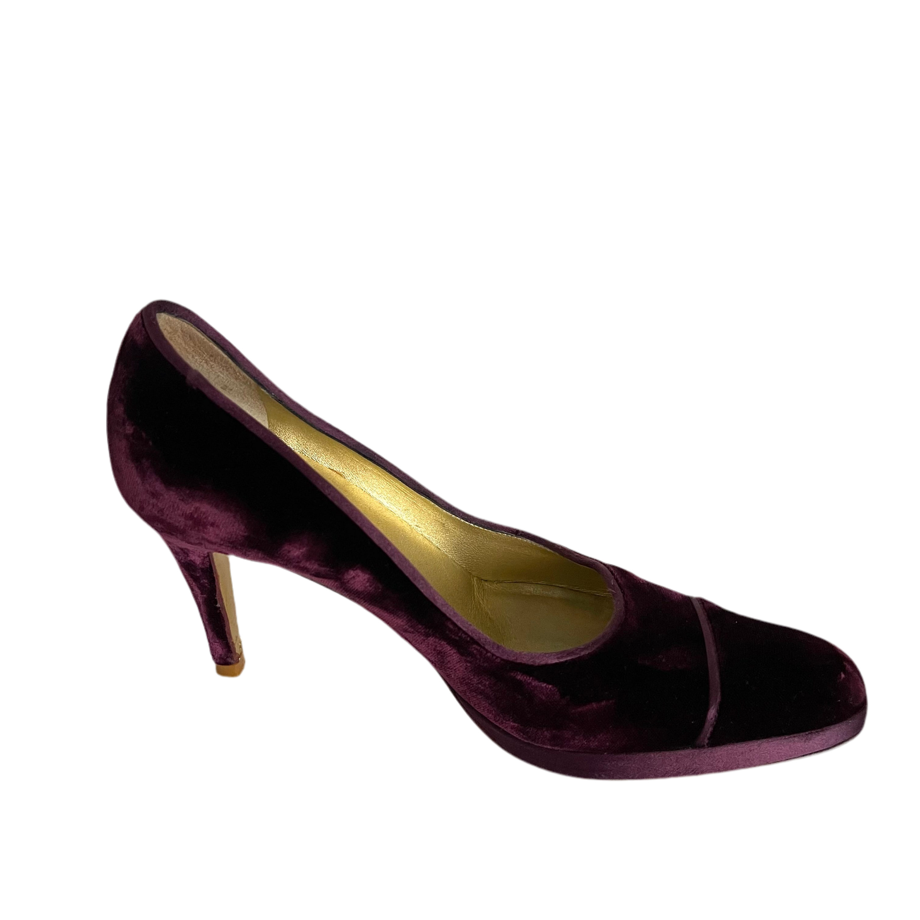 Chanel Burgundy Velvet Pumps