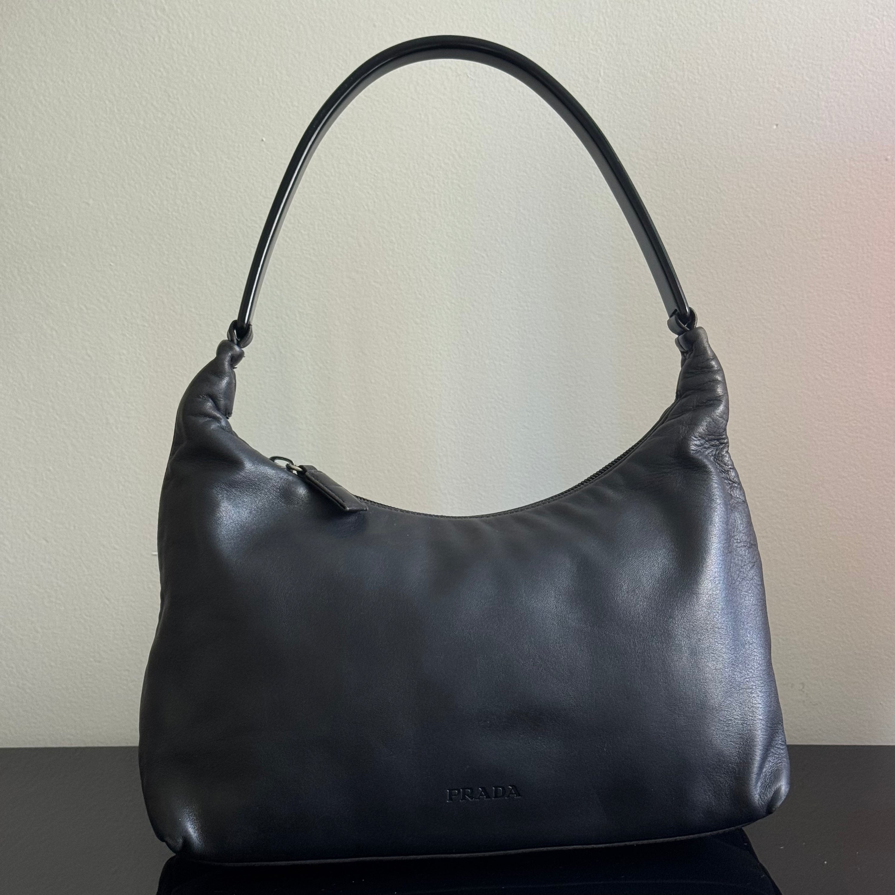 Prada 90s Leather and Acrylic Handle Bag
