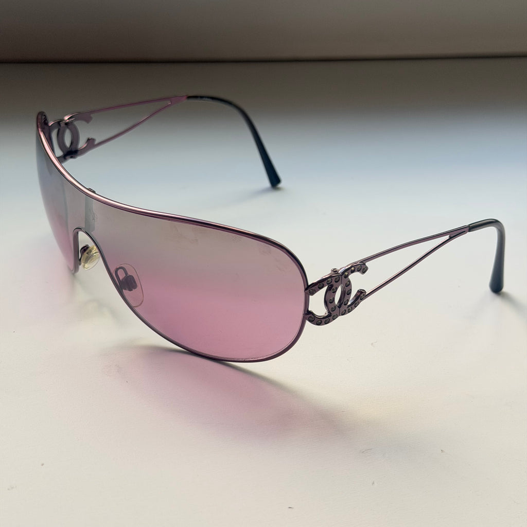Chanel 2000s Pink Crystal Sunglasses