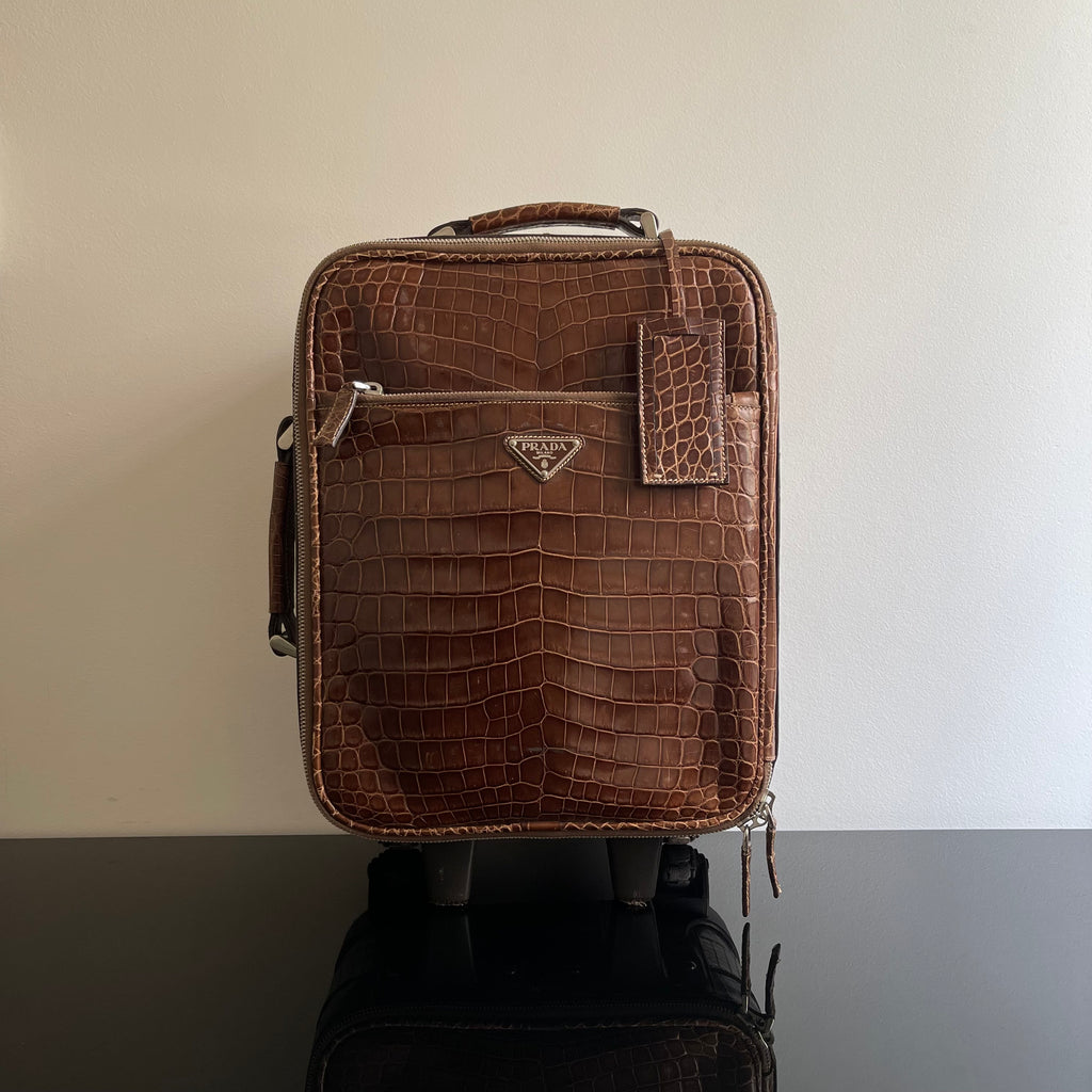 Prada Crocodile Leather Trolley Travel Bag