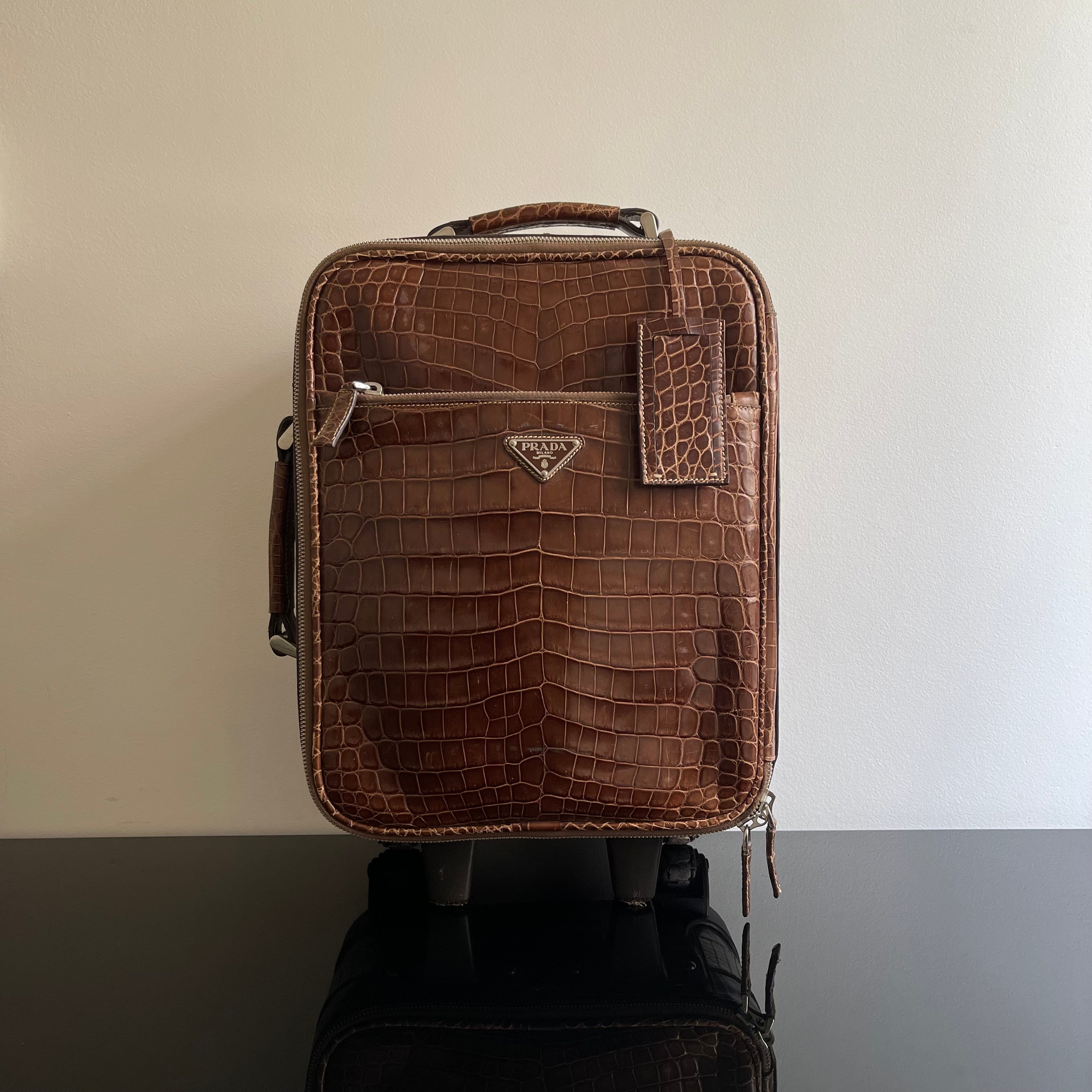 Prada Crocodile Leather Trolley Travel Bag