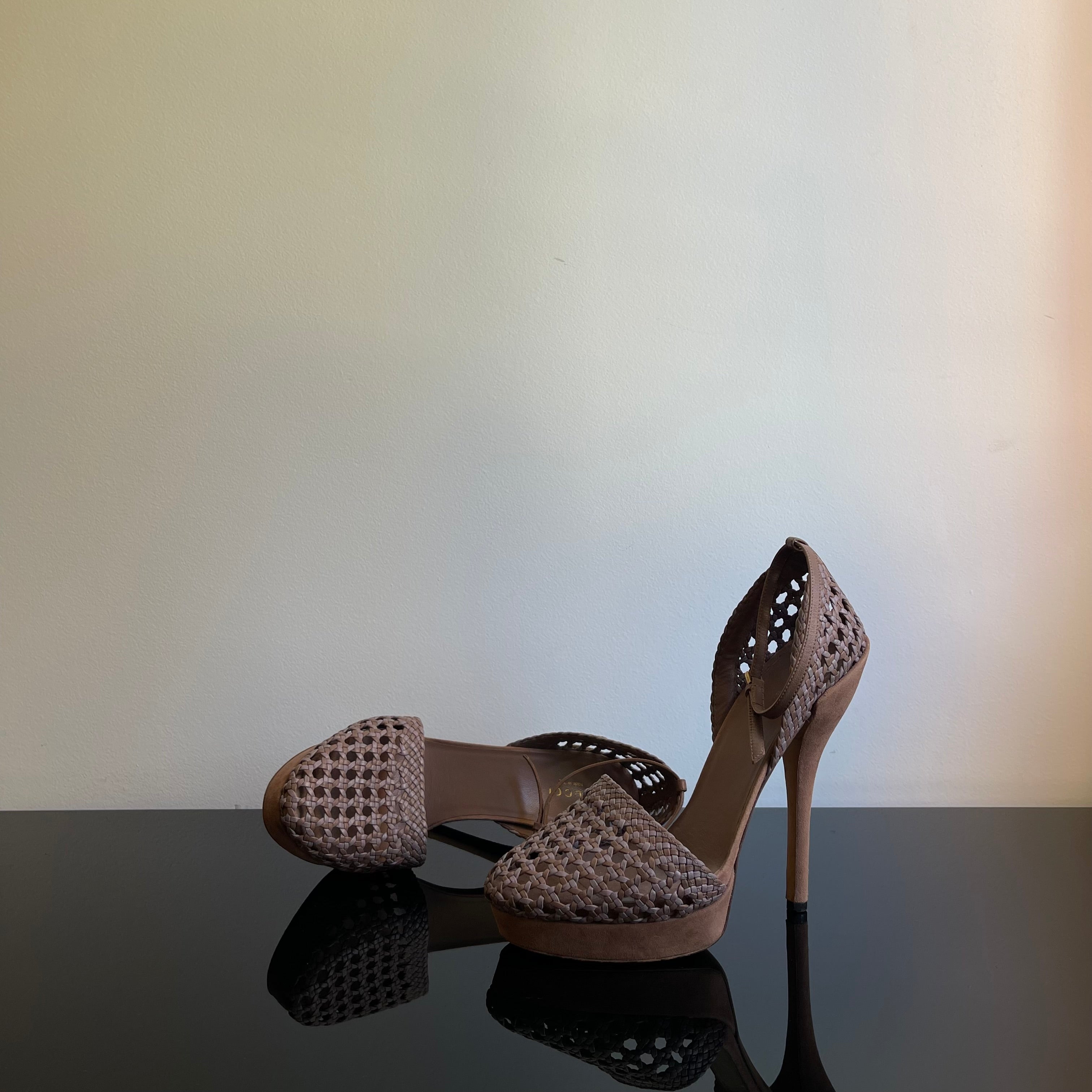 Gucci Suede Braided Accents D'Orsay Pumps