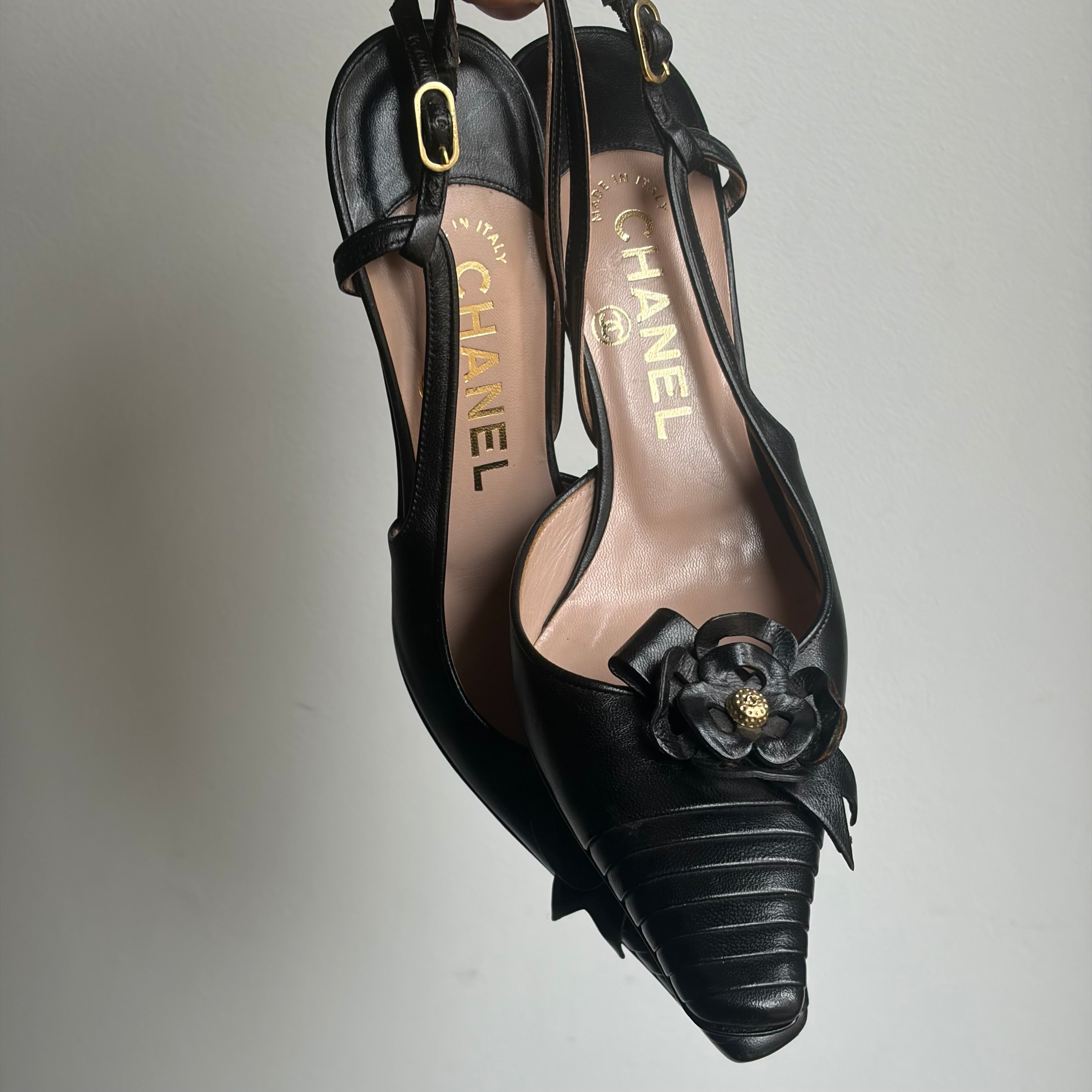 Chanel Slingback Camellia Heels