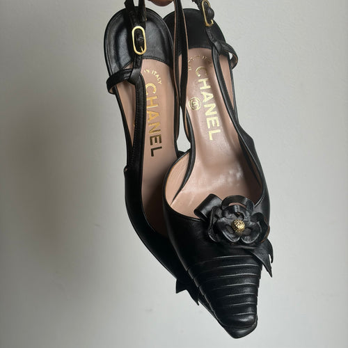 Chanel Slingback Camellia Heels