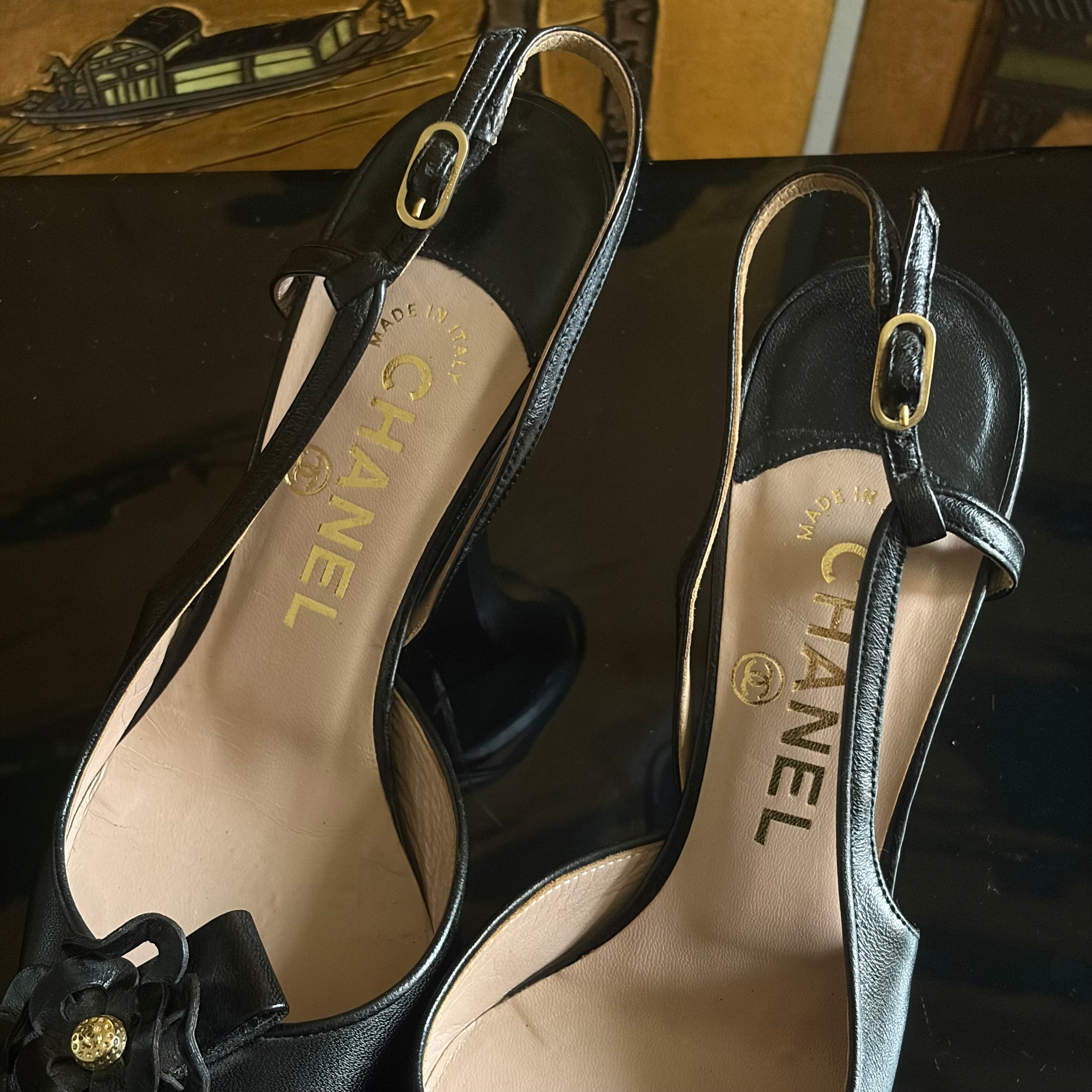 Chanel Slingback Camellia Heels