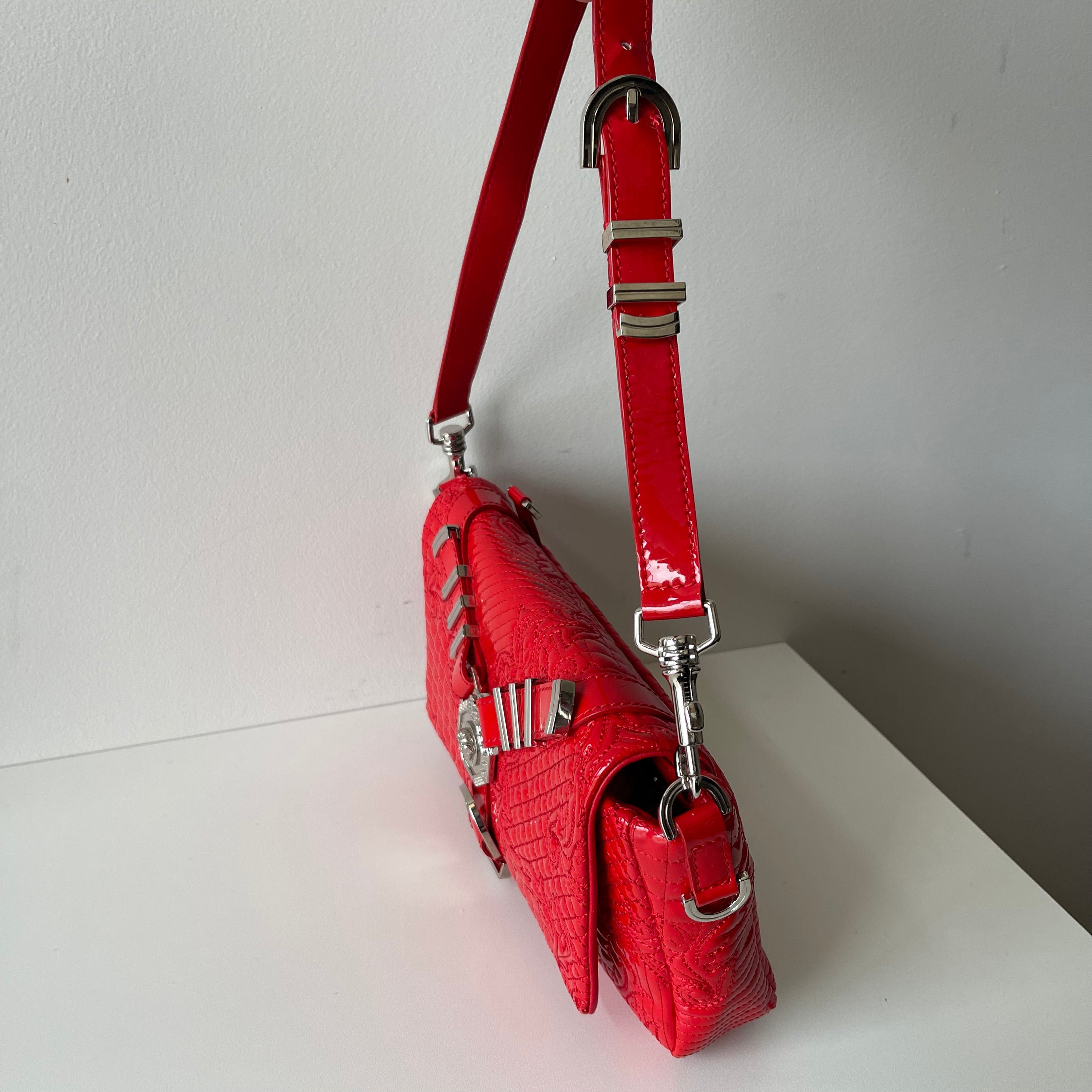 Versace Harness Red Patent Leather Bag