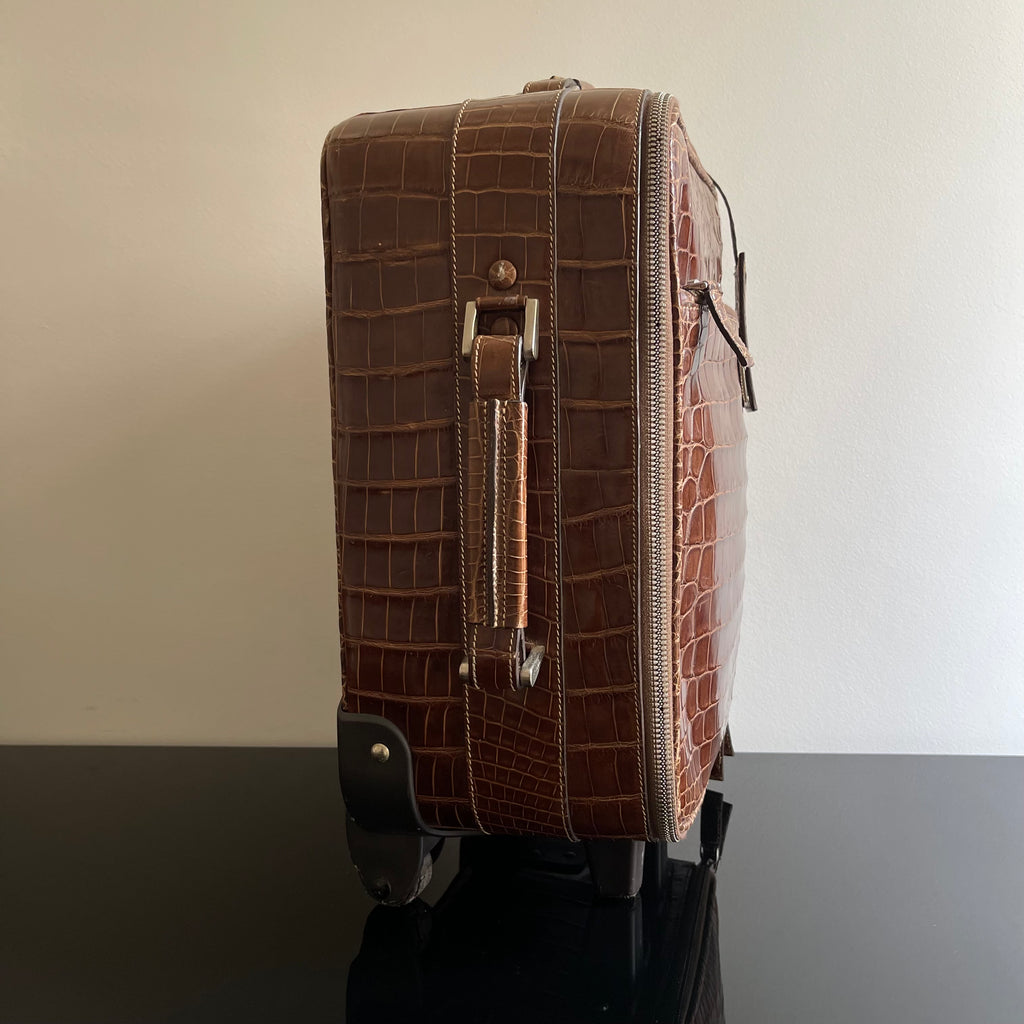 Prada Crocodile Leather Trolley Travel Bag