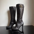 Gucci Double G Logo Leather Boots