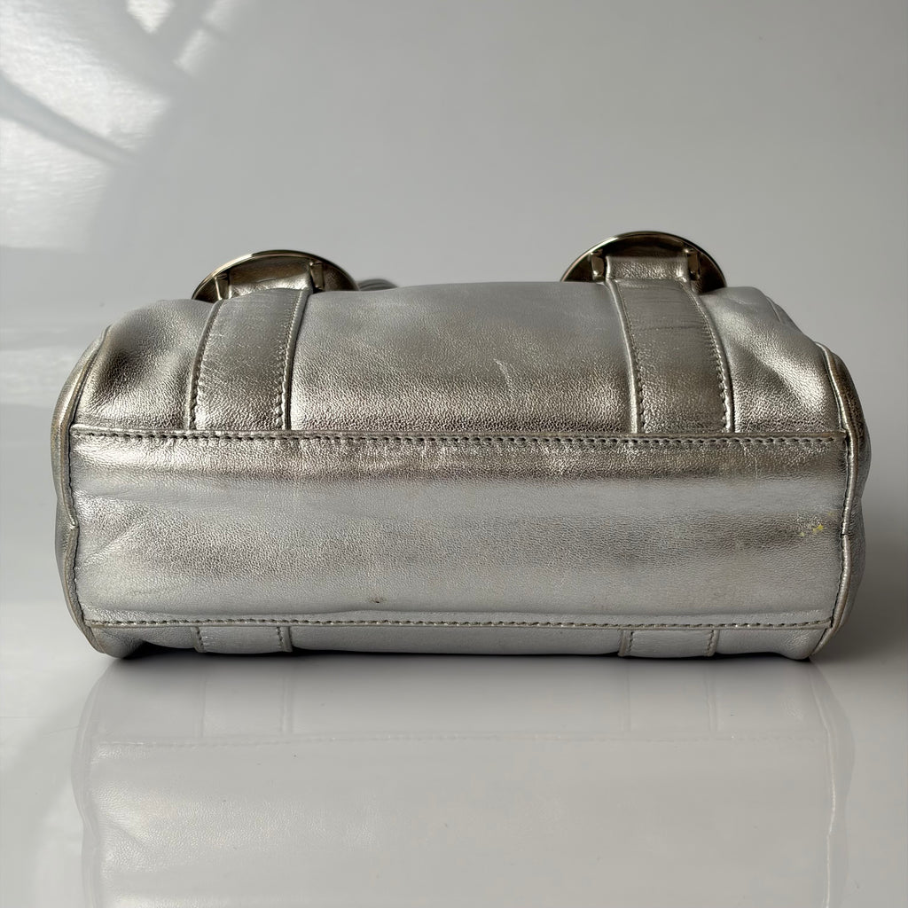 Gianni Versace Silver Leather Mini Barrel Bag
