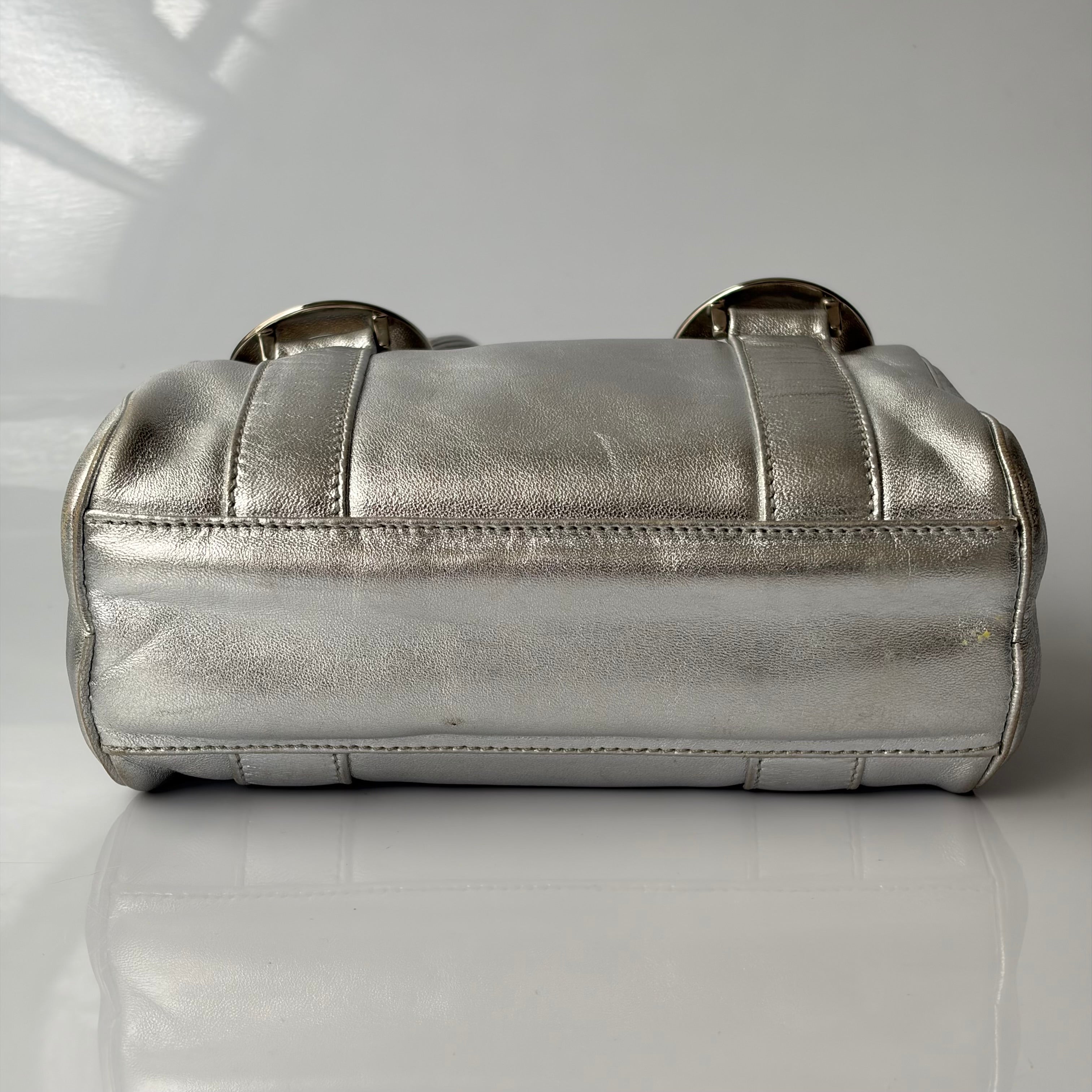 Gianni Versace Silver Leather Mini Barrel Bag