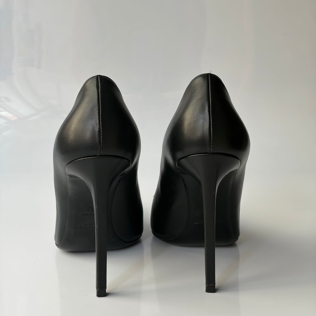 Saint Laurent Paris Zoe Black Leather Heels