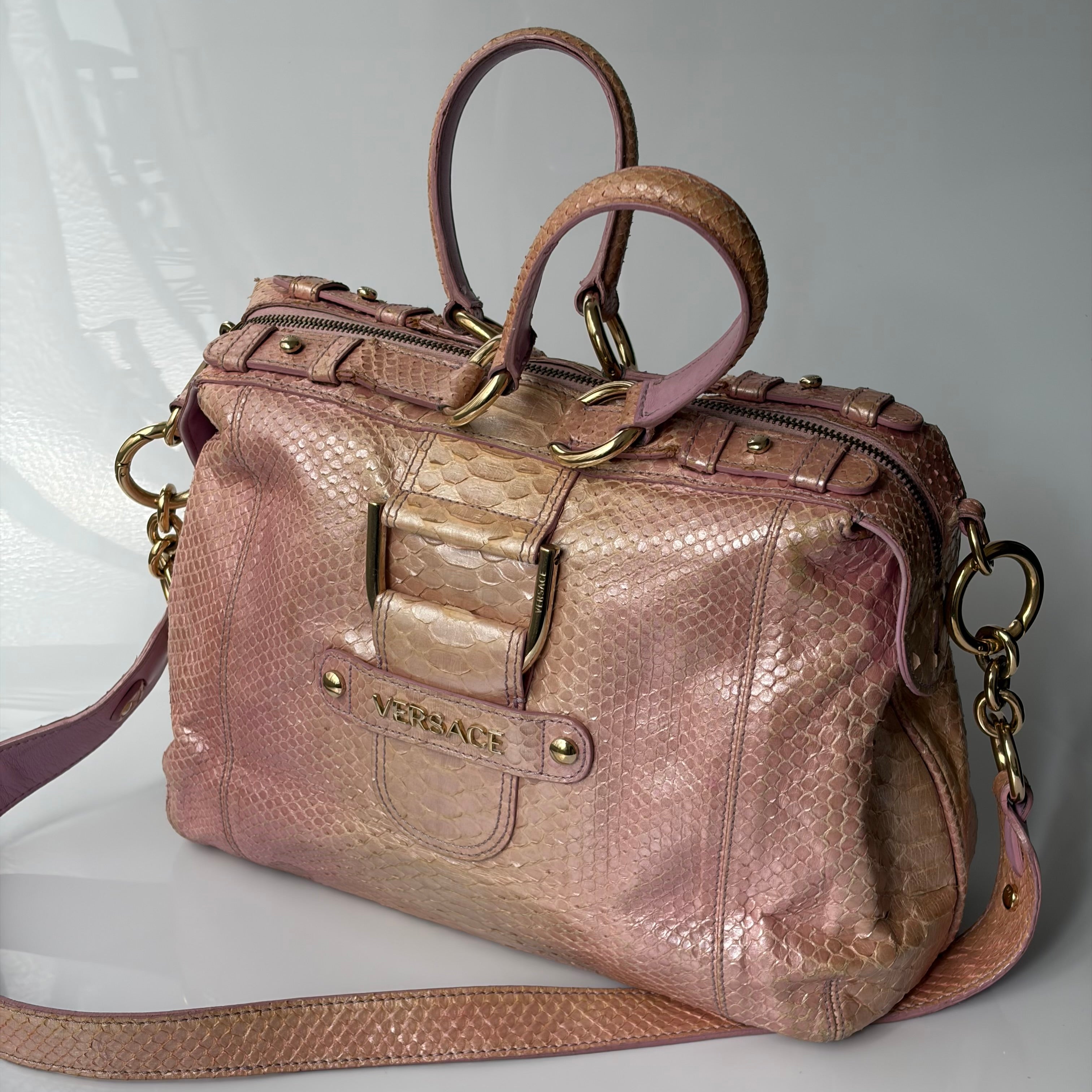 Versace Pink Python Tote Bag