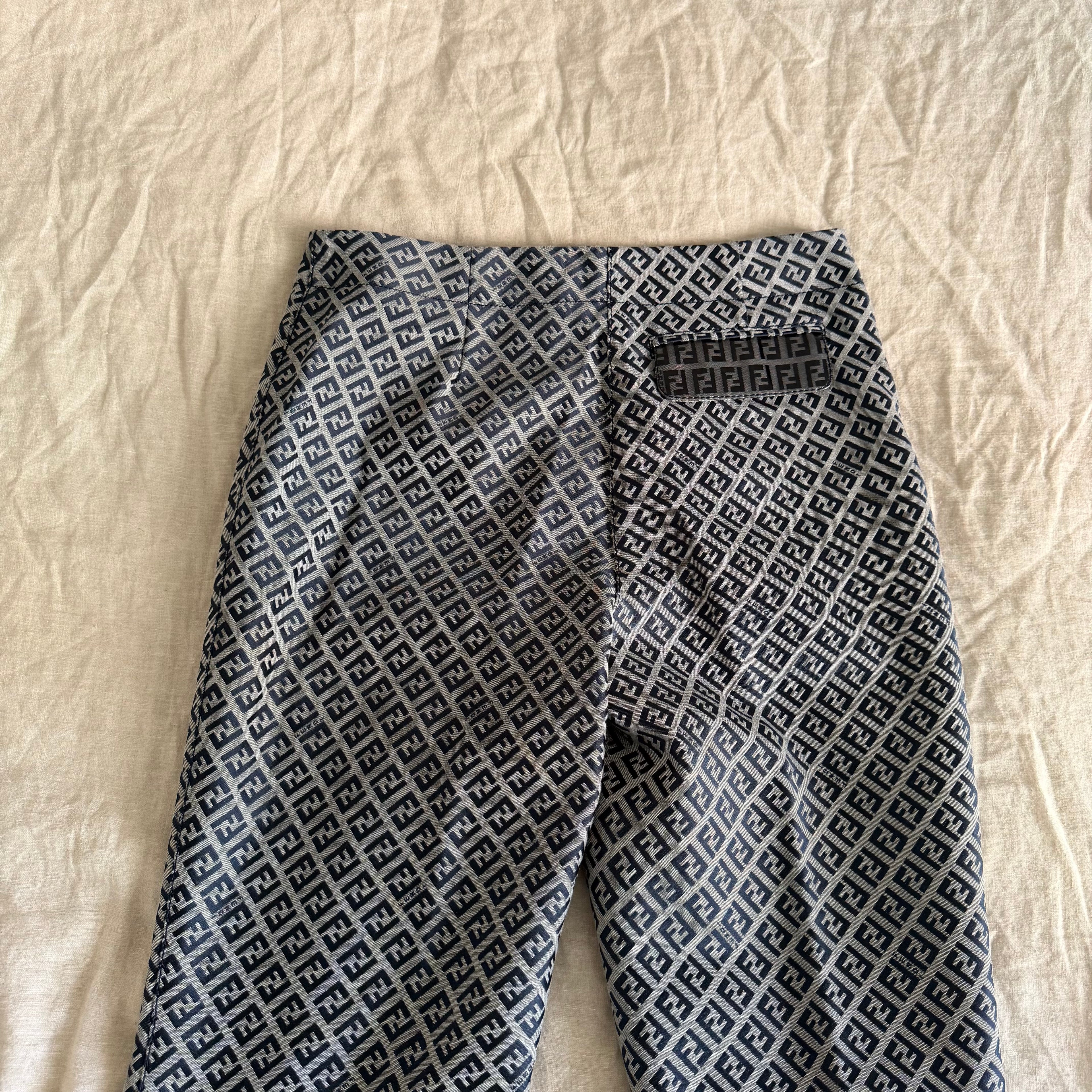 Fendi Blue Monogram Zucchino Pants