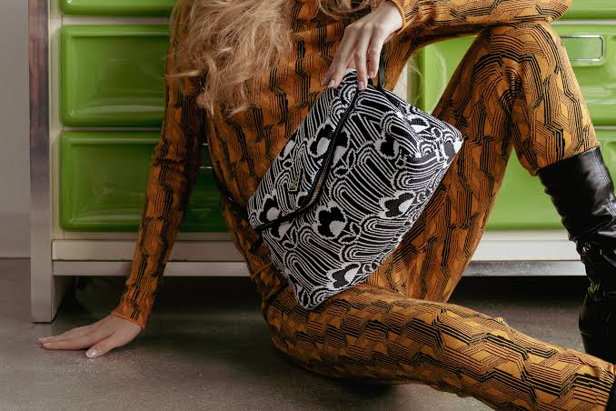 Prada Signaux Jacquard Knit and Leather Bag