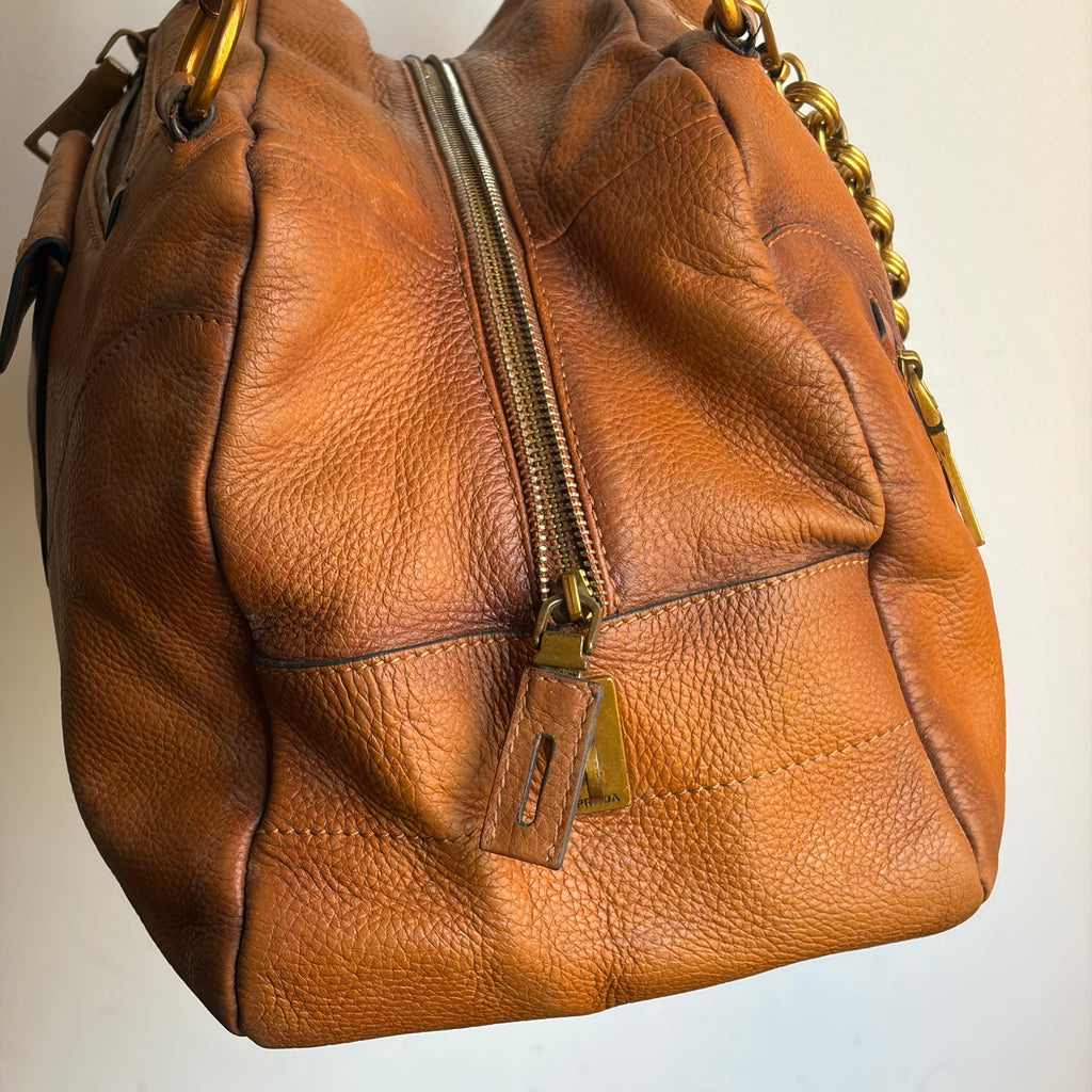 Prada Boston Chain Vitello Leather Bag