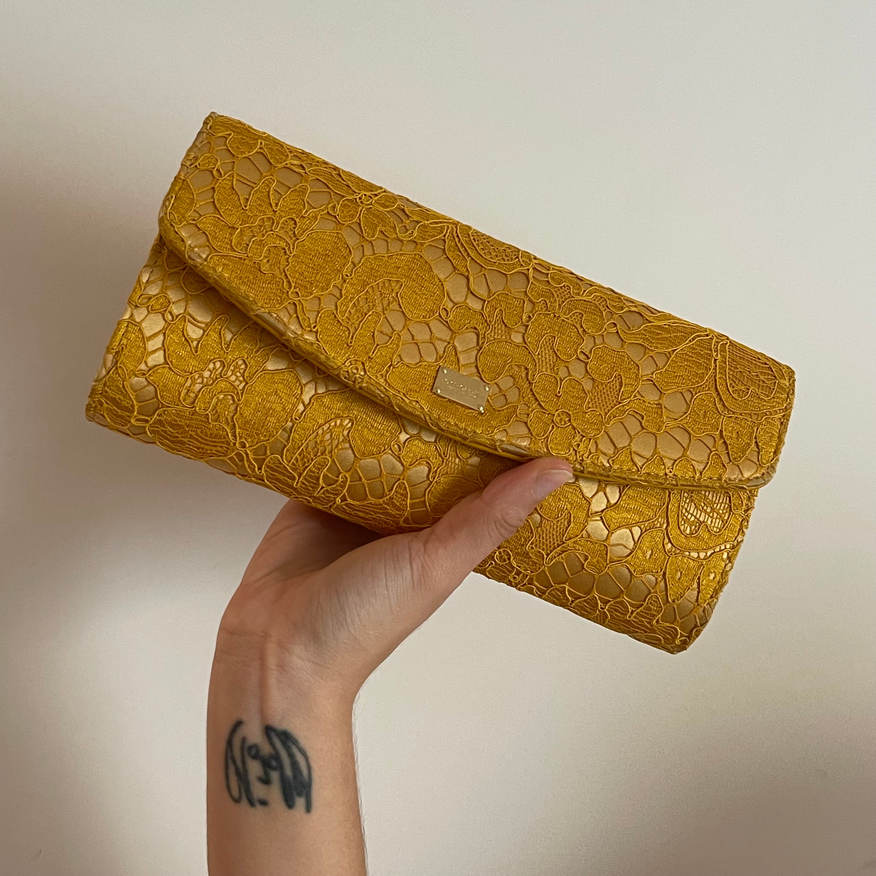 Dolce & Gabbana Yellow Lace and Satin Sicily Flap Bag