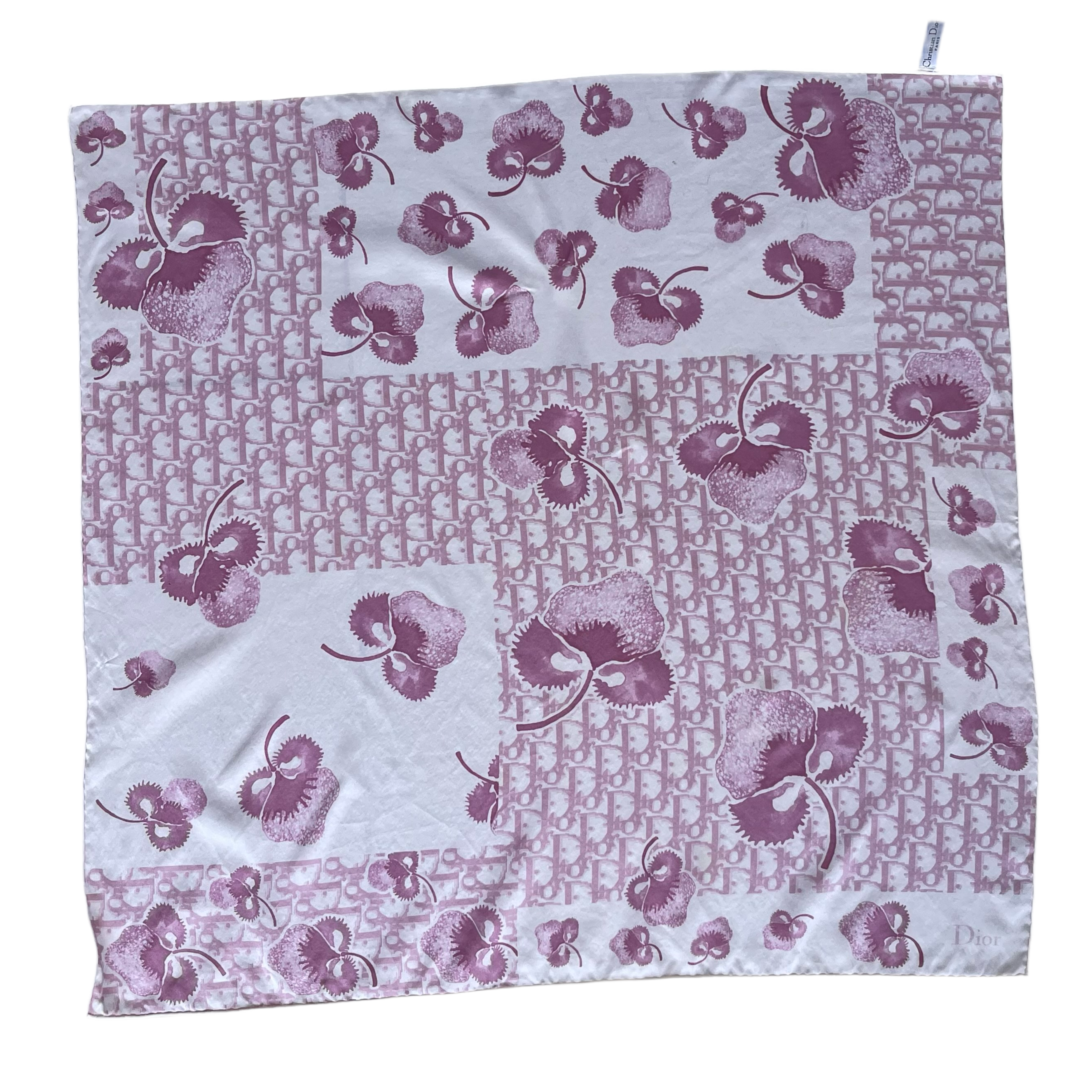 Christian Dior Cherry Blossom Monogram Silk Scarf