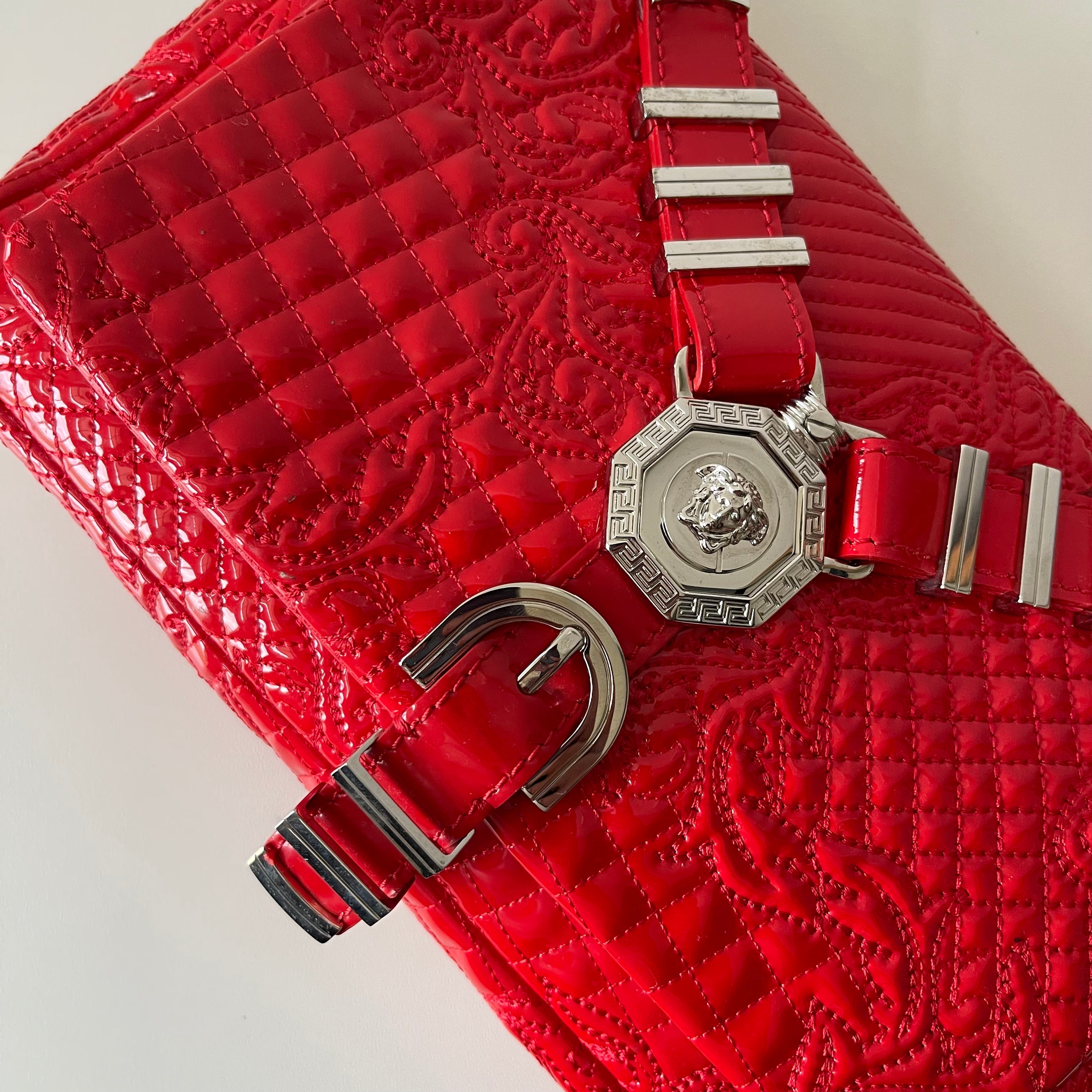 Versace Harness Red Patent Leather Bag