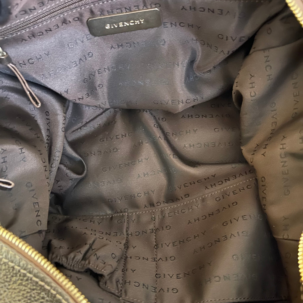 Givenchy Metallic Soft Leather Logo Embossed Braided Handle Satchel