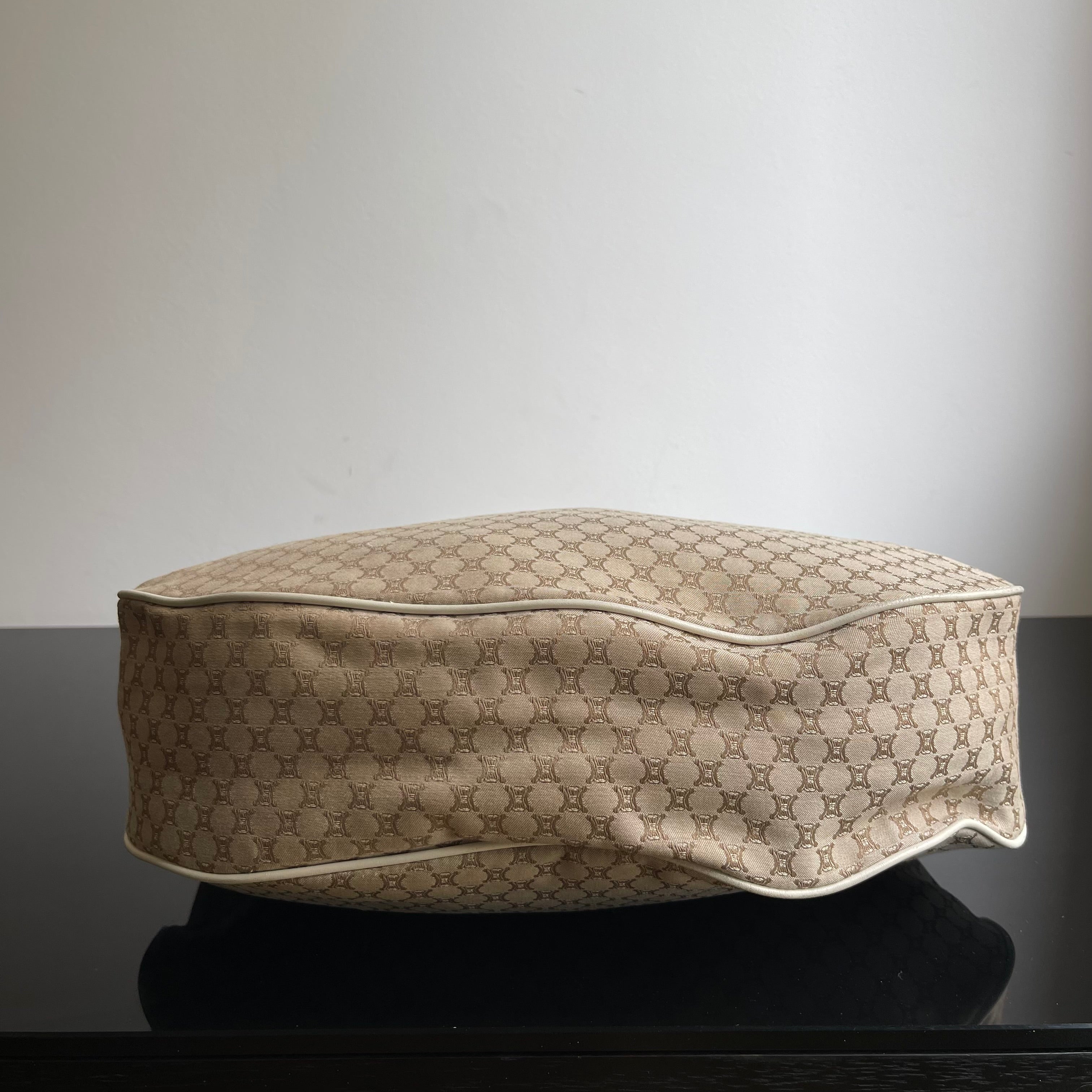 Céline Ivory Monogram Canvas Leather Tassel Bag