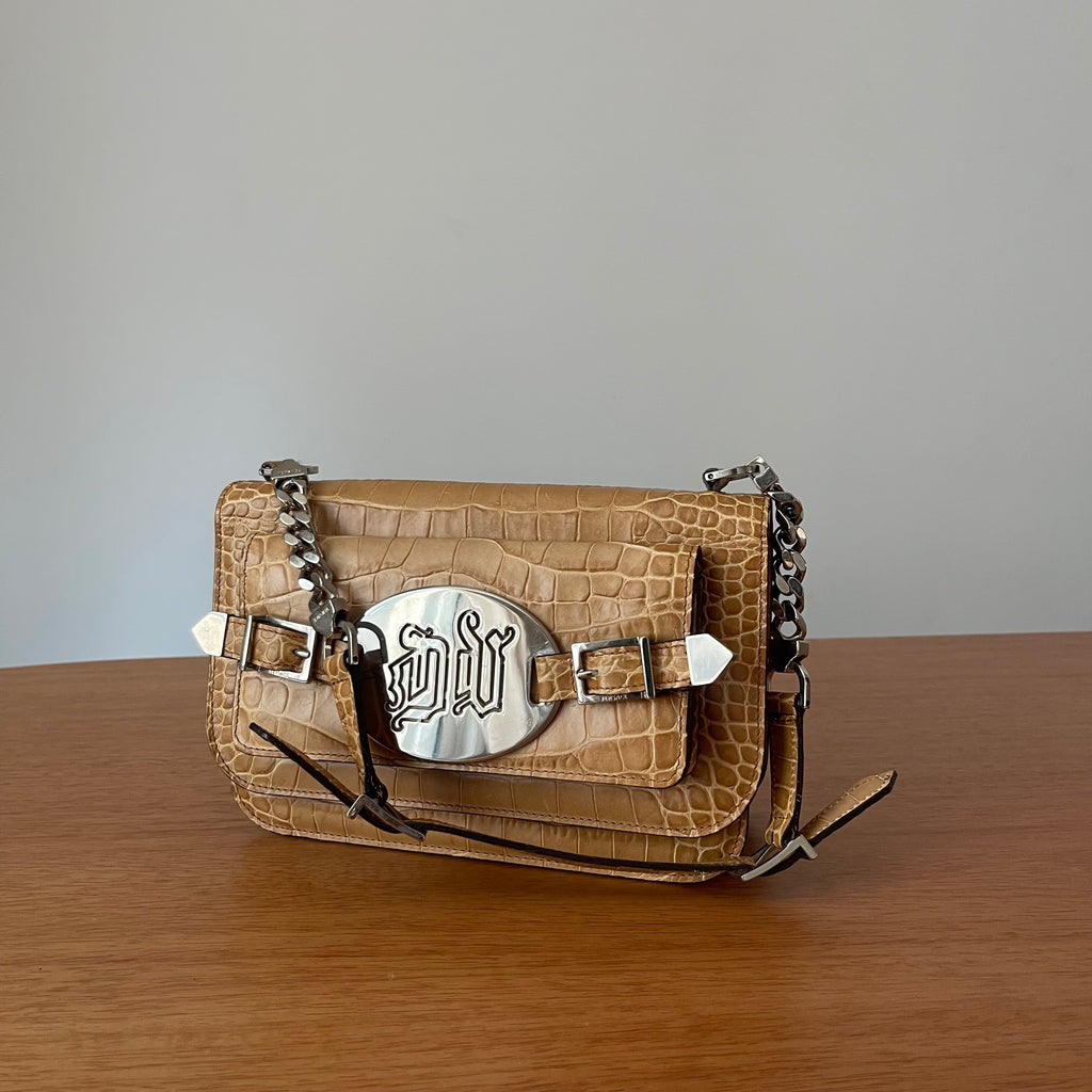 Gianni Versace Croco Shoulder Bag