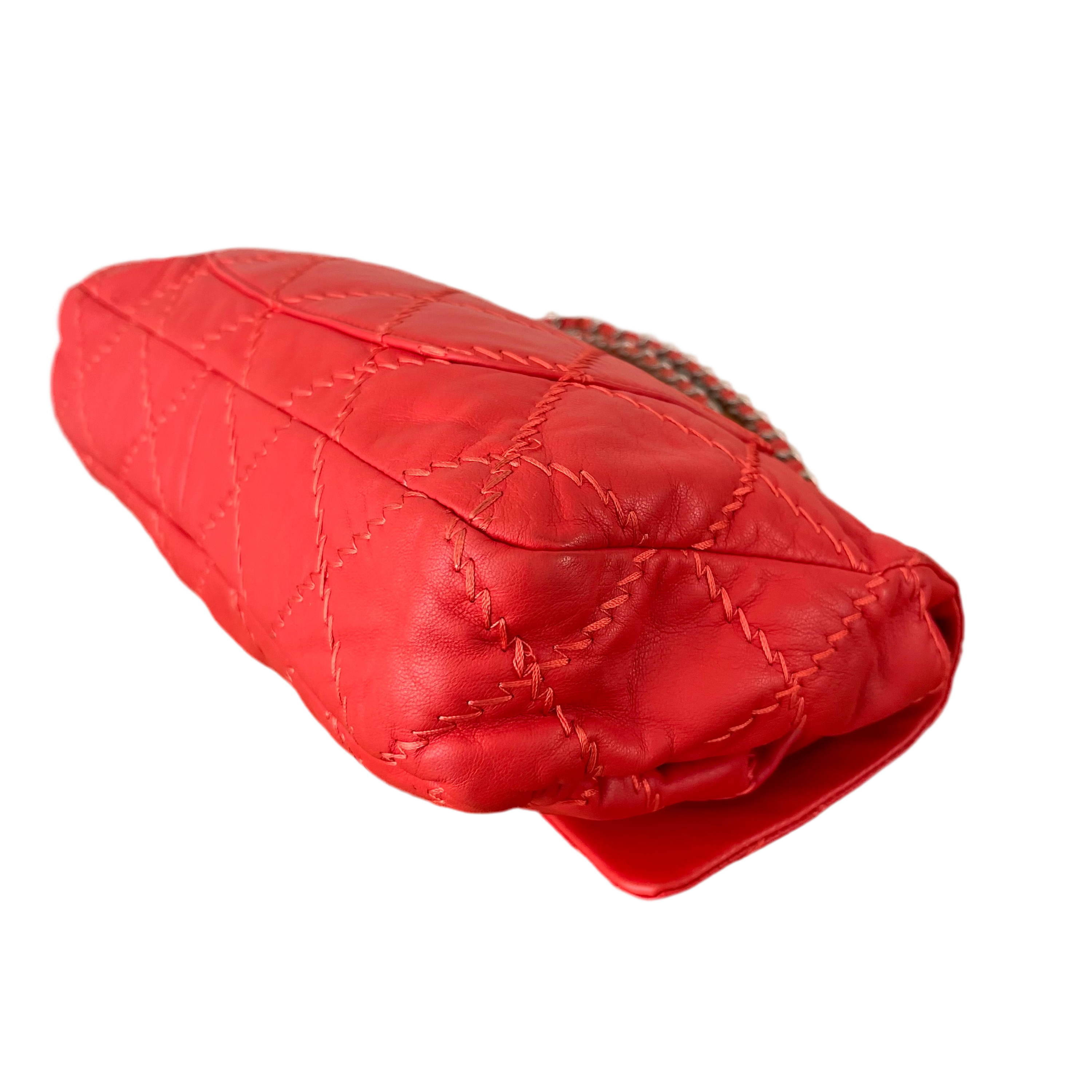 Chanel Wild Stitch Flap Red Lambskin Shoulder Bag