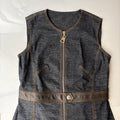 Louis Vuitton 2014 Blue Denim Leather Logo Zip Dress