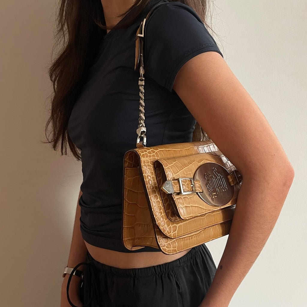Gianni Versace Croco Shoulder Bag
