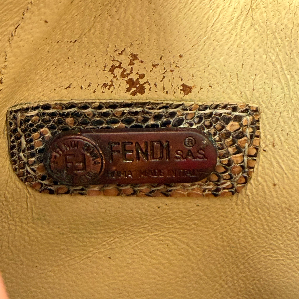 Fendi Brown Lizard Embossed Leather Shoulder Bag