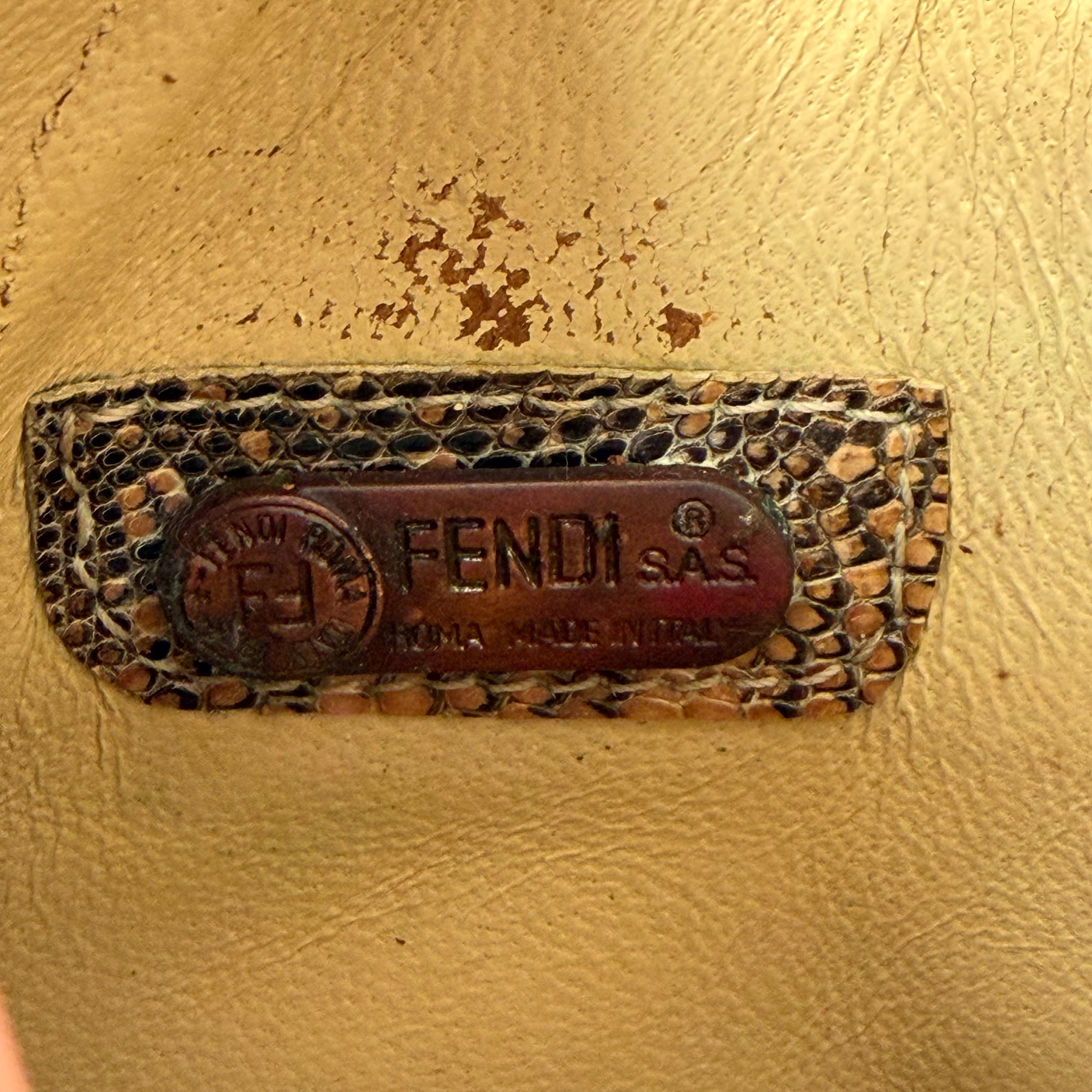 Fendi Brown Lizard Embossed Leather Shoulder Bag
